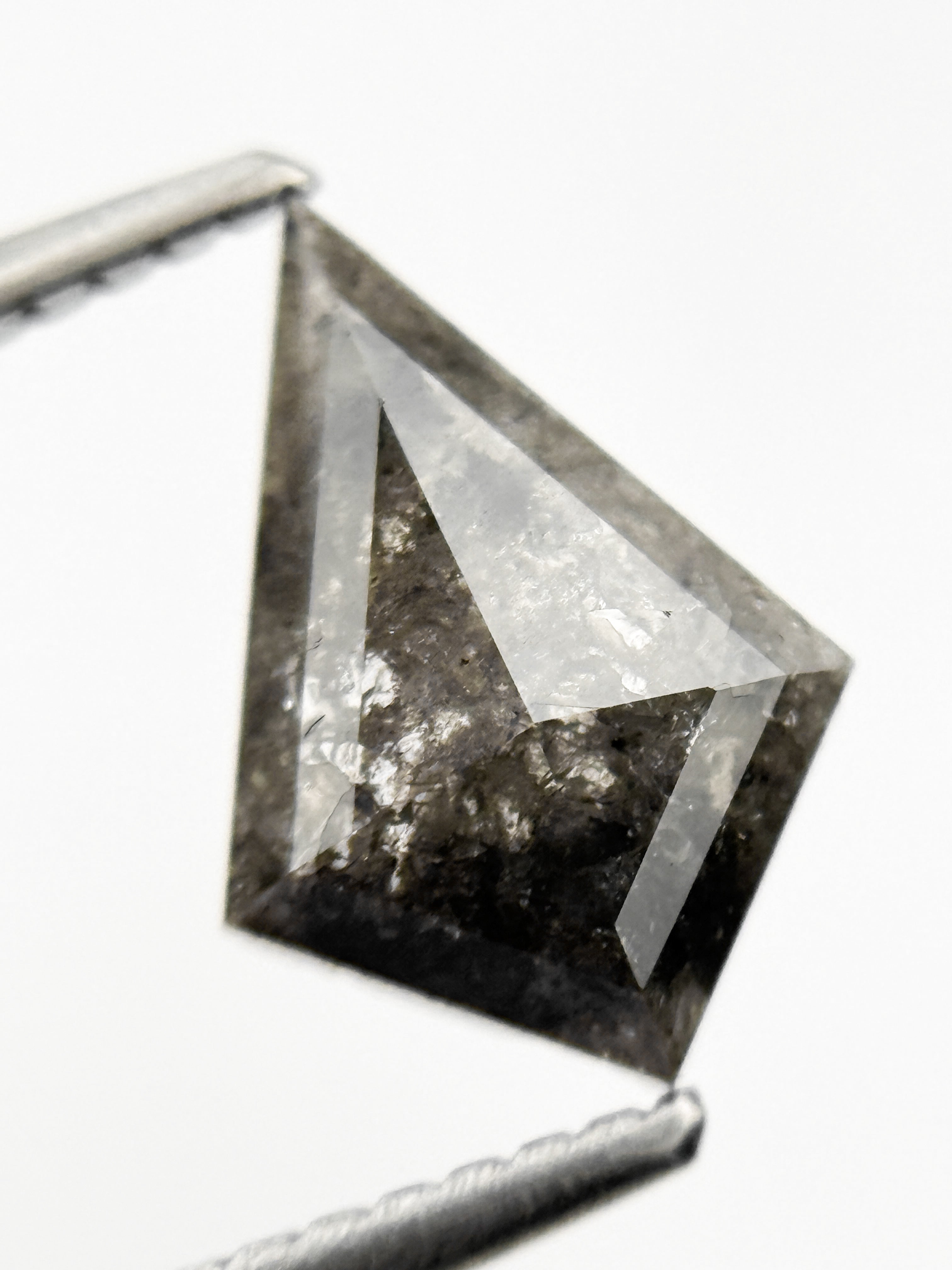 1.31 Ct Kite Rose Cut Grey Natural Salt and Pepper Diamond