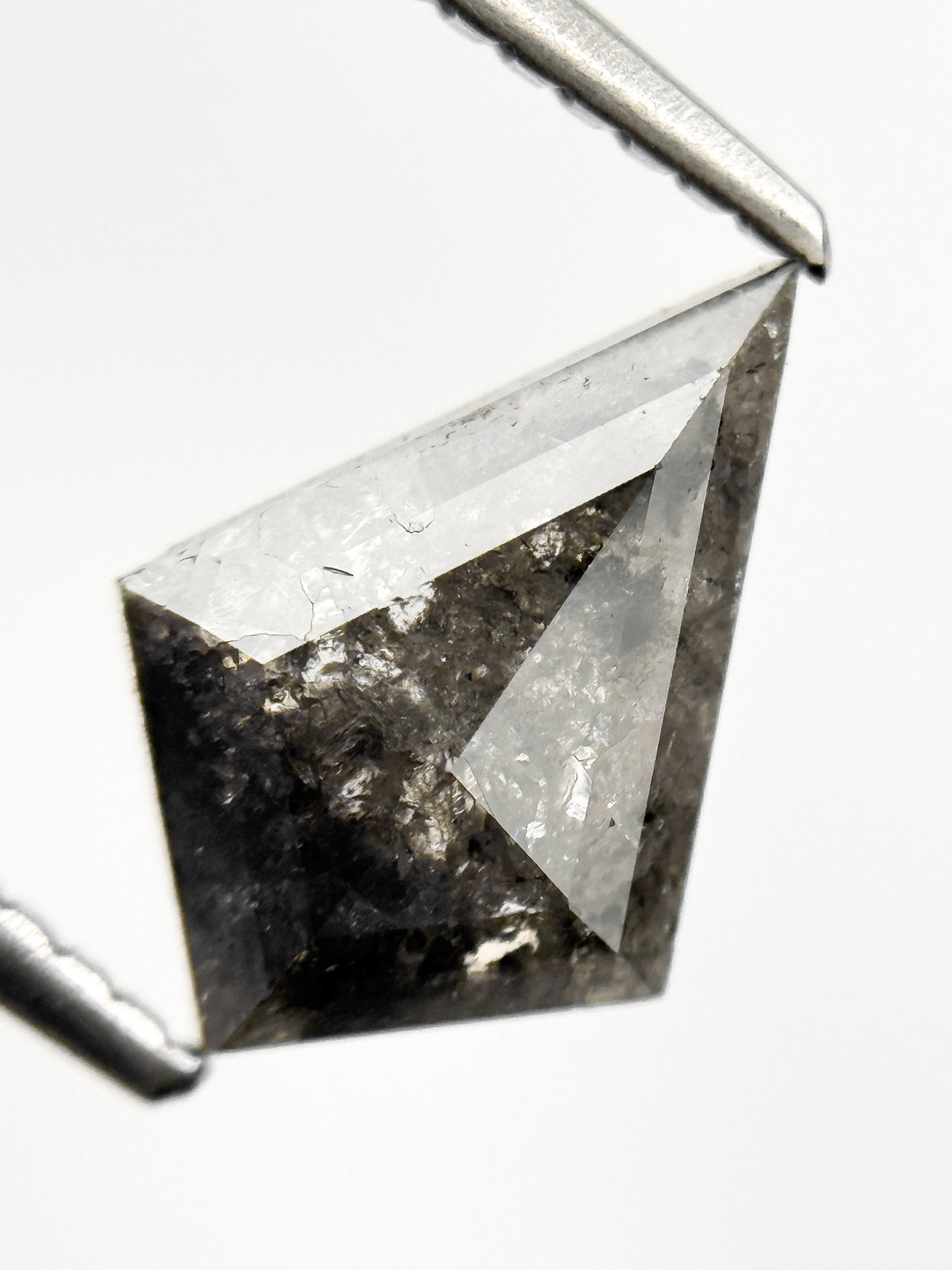 1.31 Ct Kite Rose Cut Grey Natural Salt and Pepper Diamond