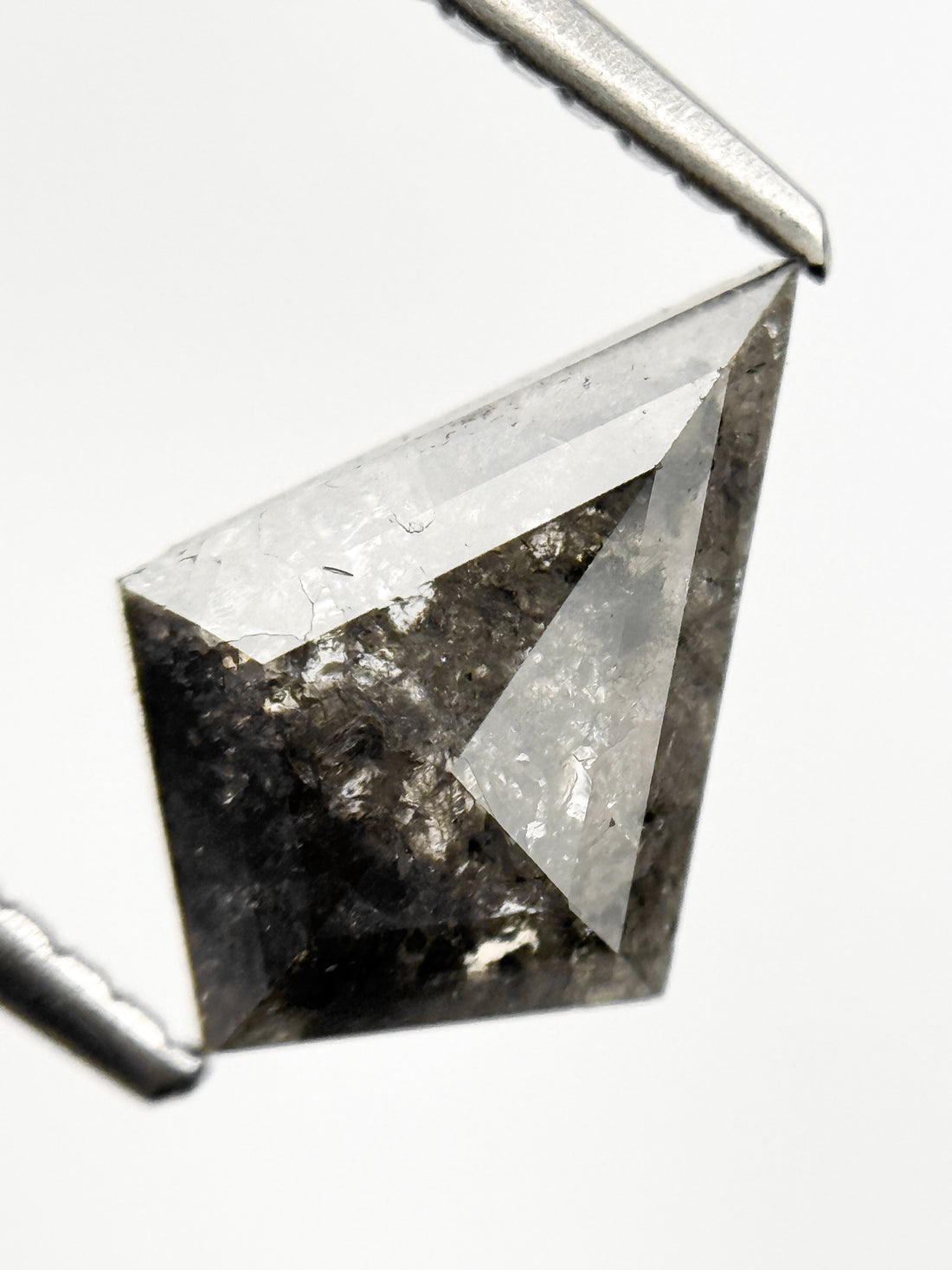 1.31 Ct Kite Rose Cut Grey Natural Salt and Pepper Diamond