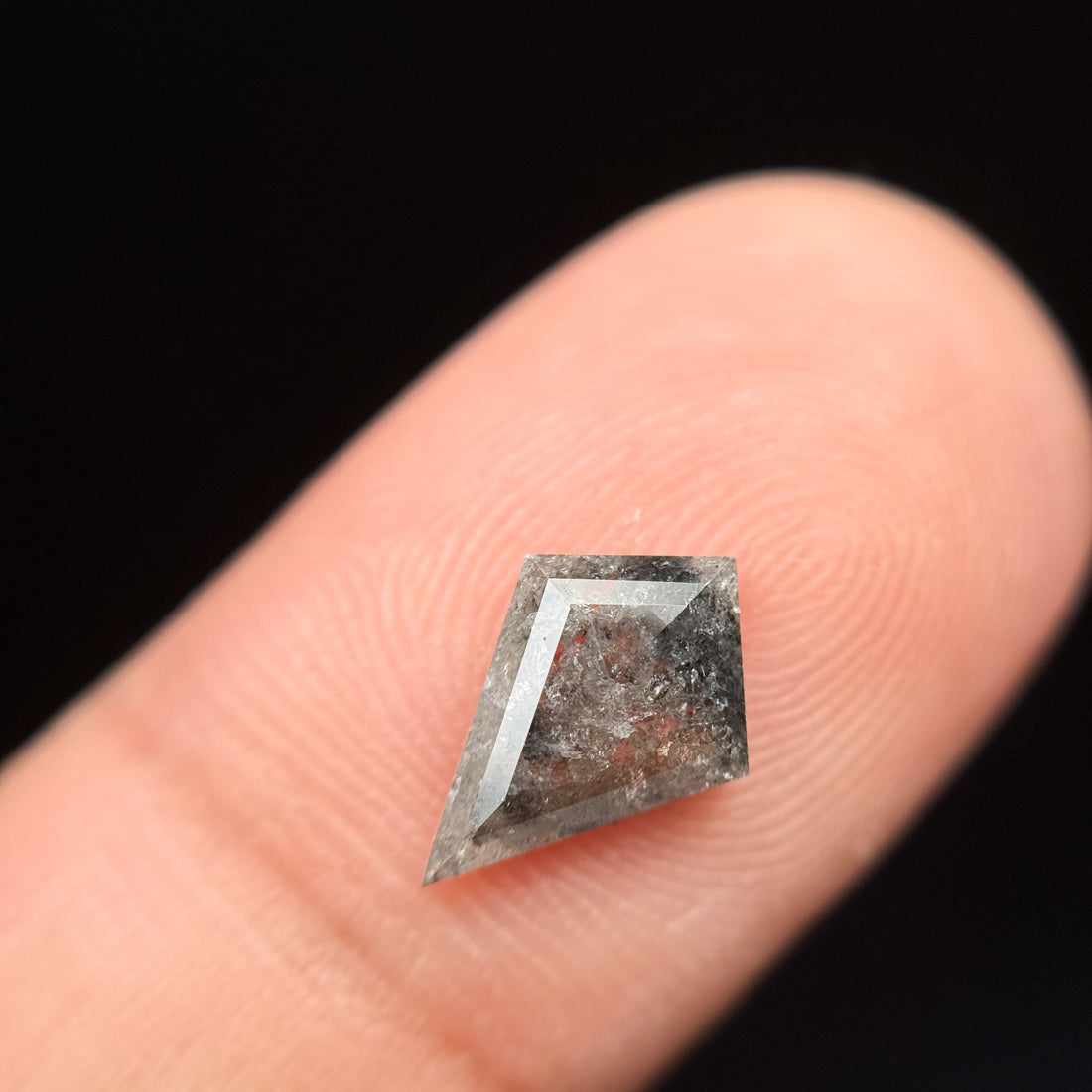 1.31 Ct Kite Rose Cut Grey Natural Salt and Pepper Diamond