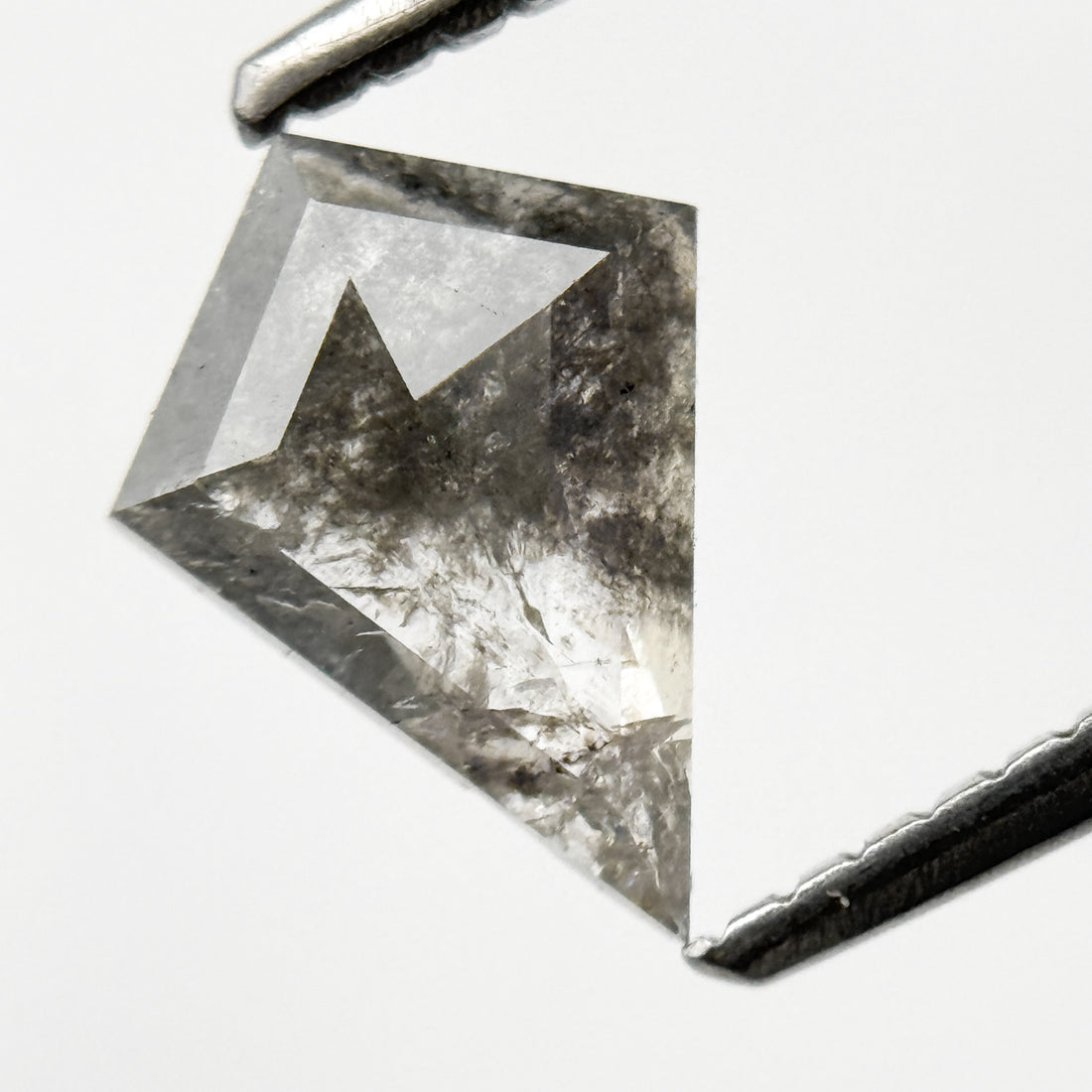 0.67 Ct Kite Rose Cut Grey Salt and Pepper Natural Minimalist Diamond