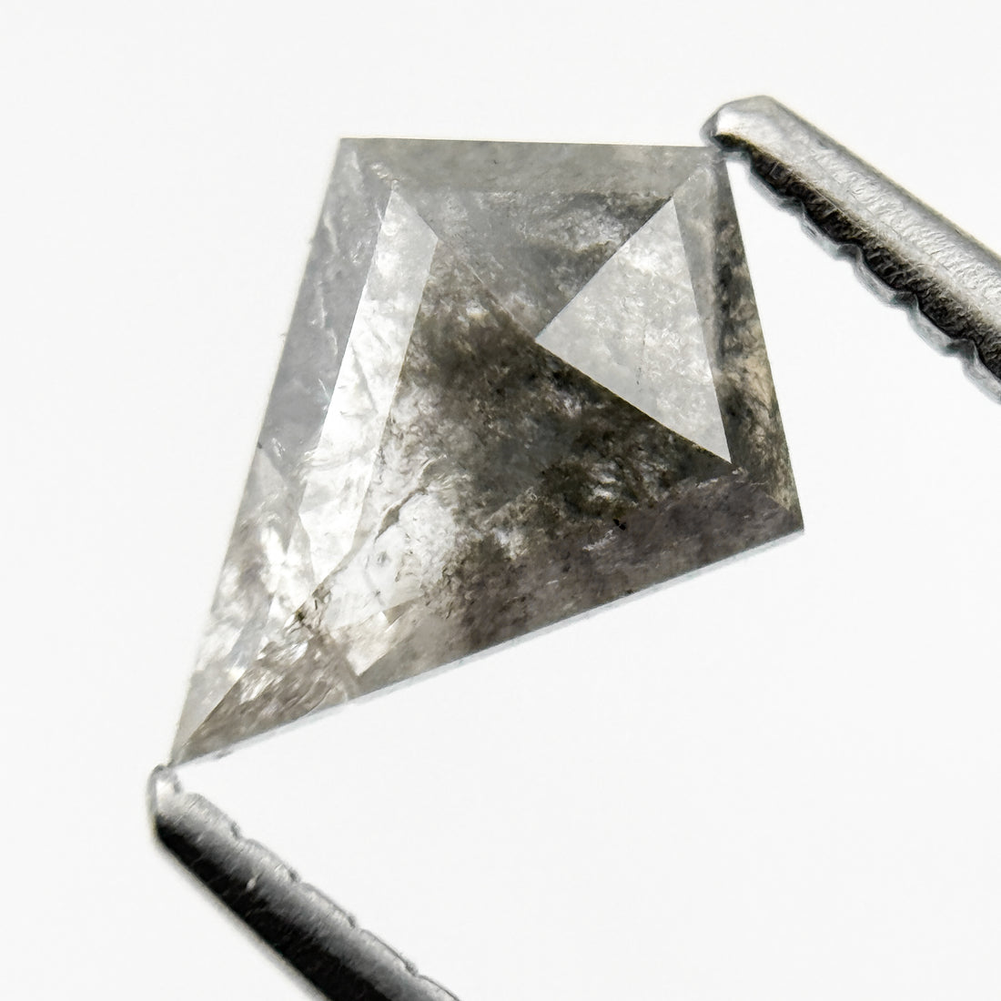 0.67 Ct Kite Rose Cut Grey Salt and Pepper Natural Minimalist Diamond