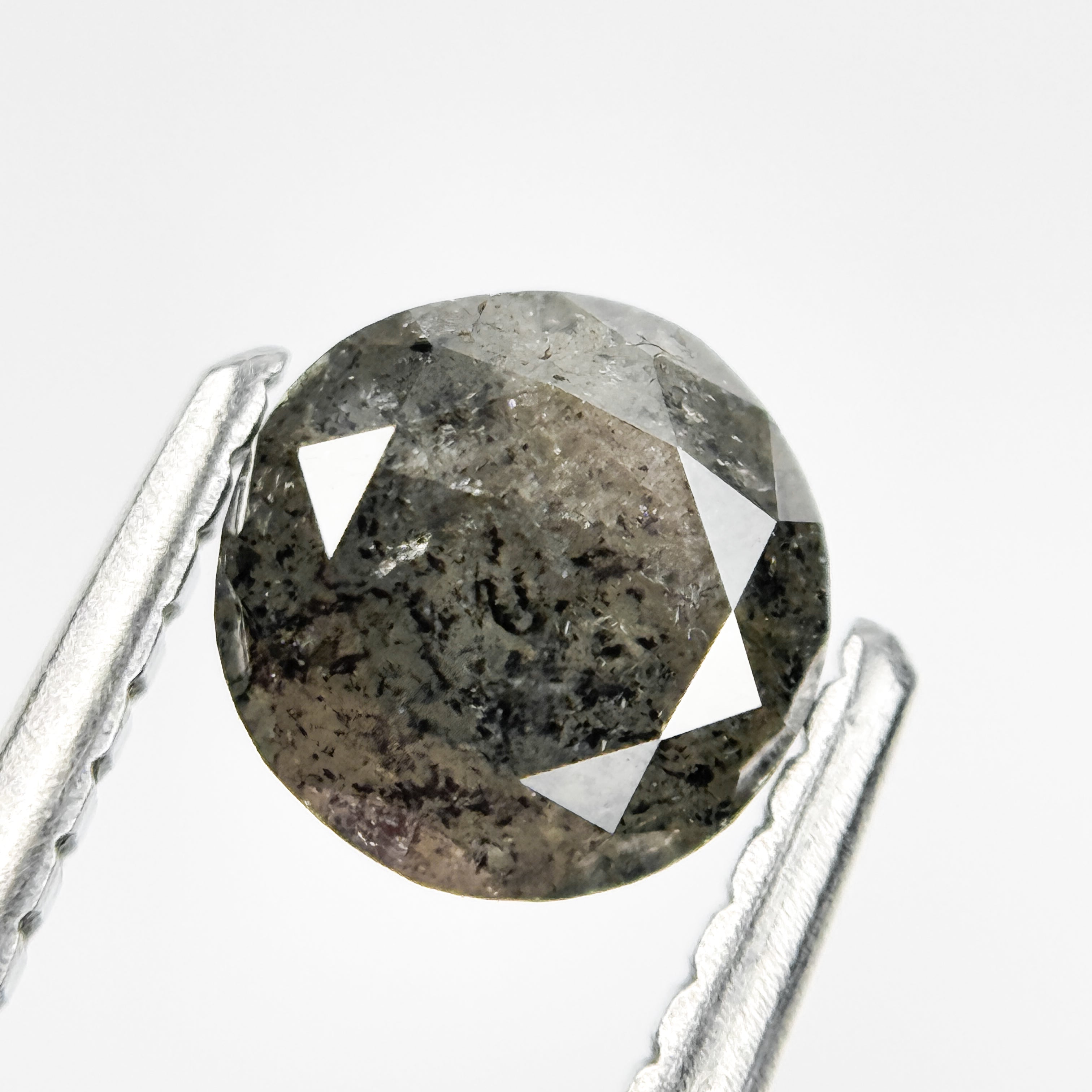 0.78 Ct Round Brilliant Cut Grey Natural Salt and Pepper Diamond