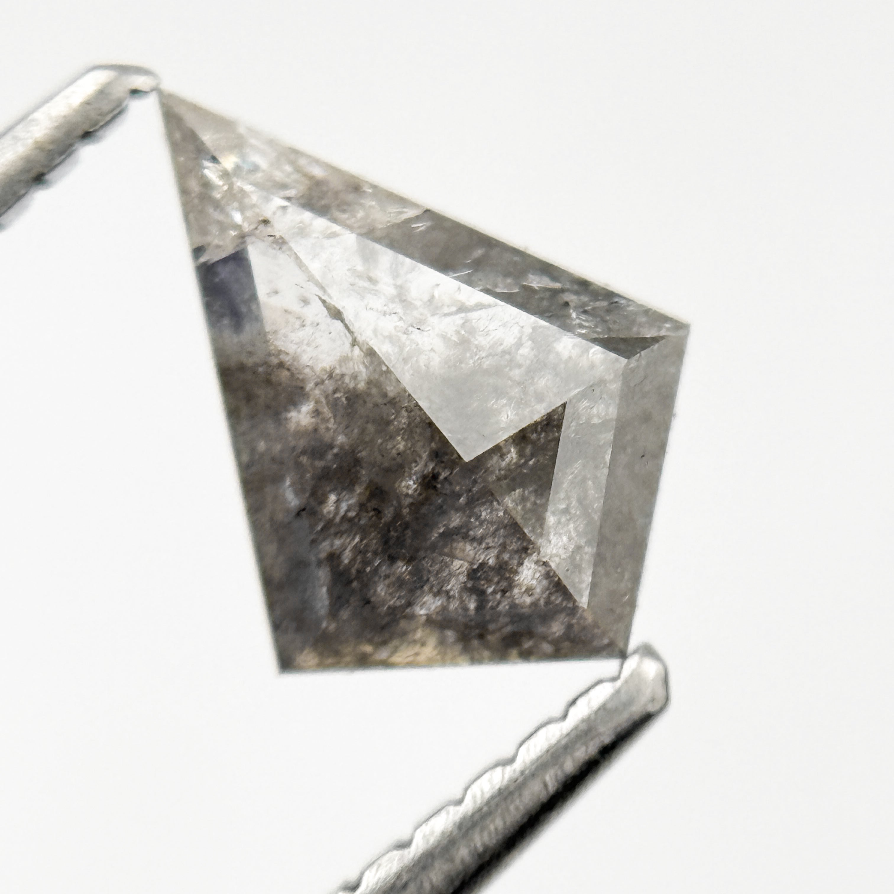 0.67 Ct Kite Rose Cut Grey Salt and Pepper Natural Minimalist Diamond
