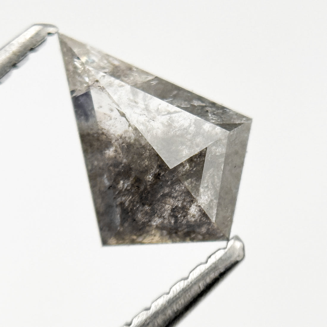 0.67 Ct Kite Rose Cut Grey Salt and Pepper Natural Minimalist Diamond