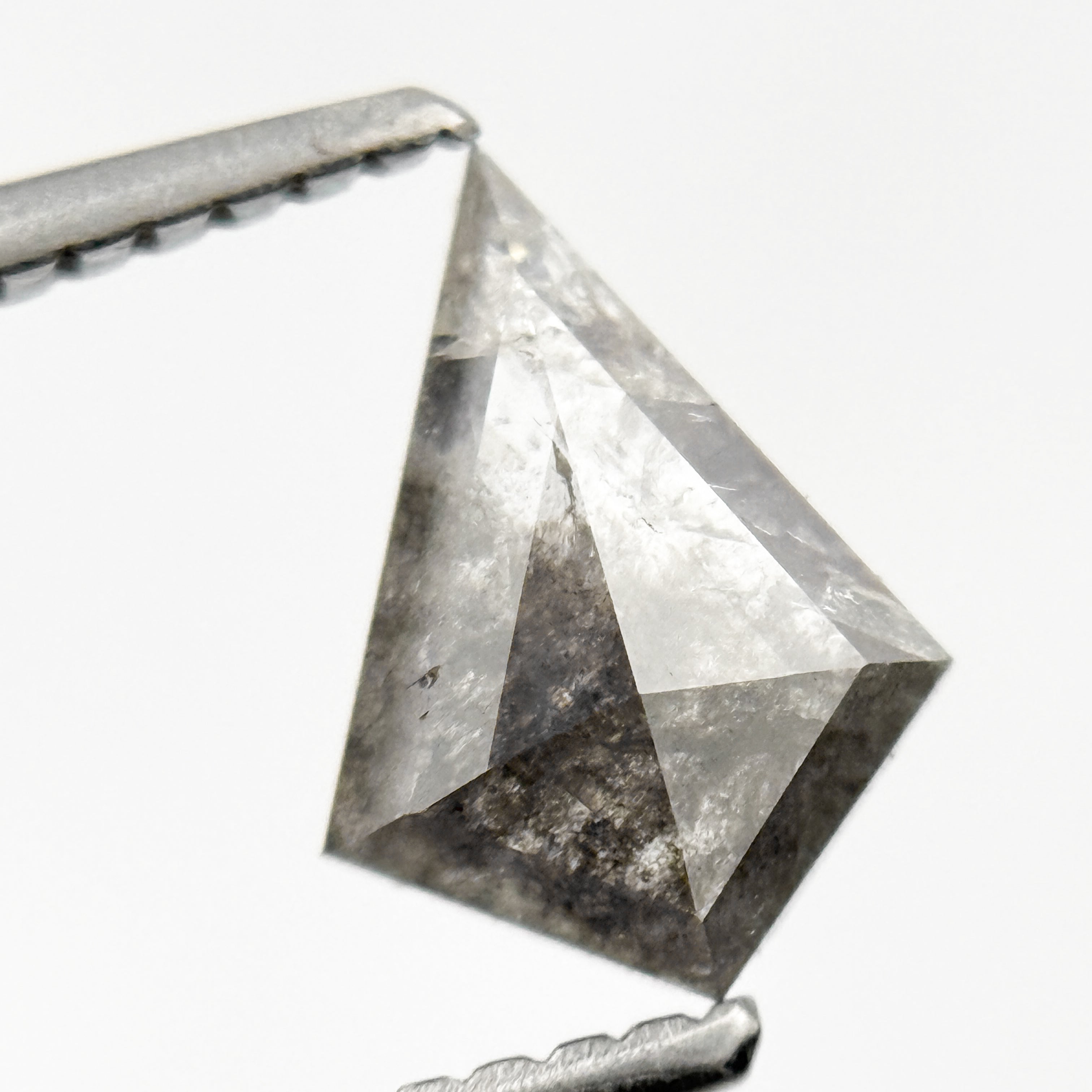 0.67 Ct Kite Rose Cut Grey Salt and Pepper Natural Minimalist Diamond