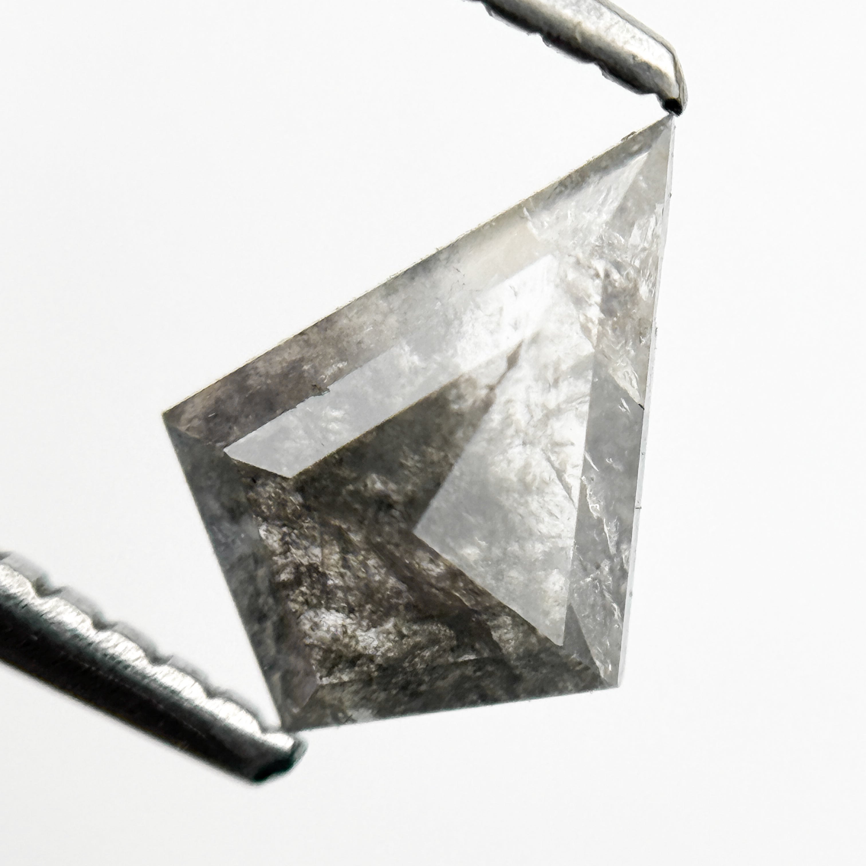 0.67 Ct Kite Rose Cut Grey Salt and Pepper Natural Minimalist Diamond