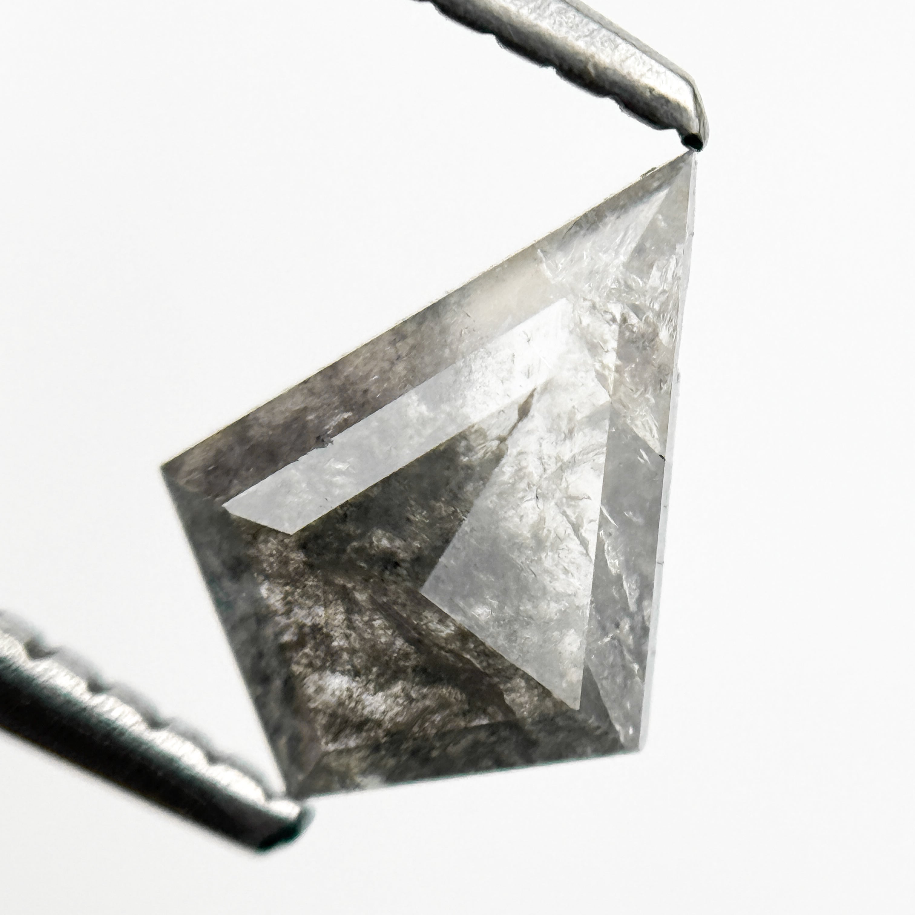 0.67 Ct Kite Rose Cut Grey Salt and Pepper Natural Minimalist Diamond