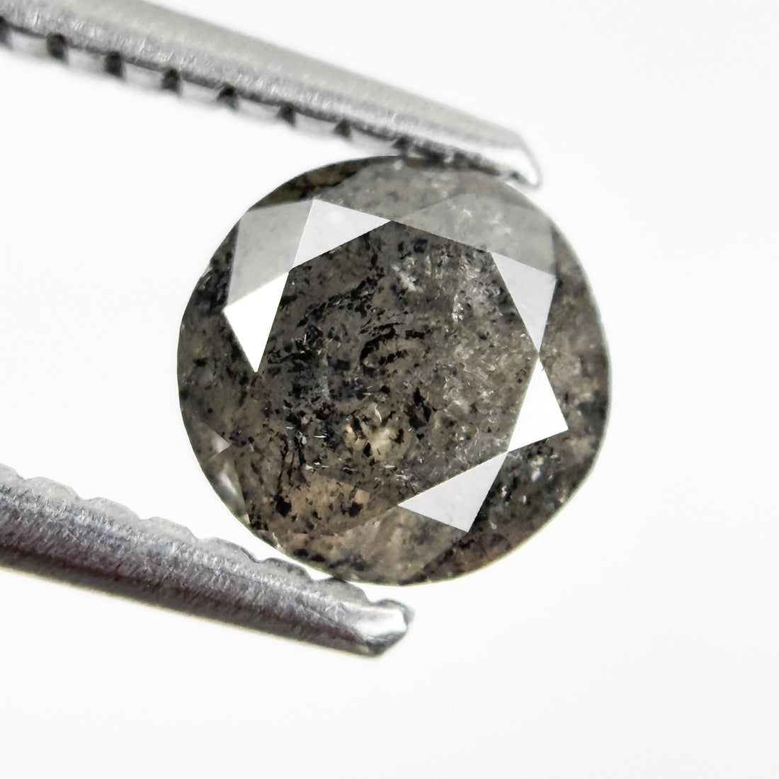 0.78 Ct Round Brilliant Cut Grey Natural Salt and Pepper Diamond