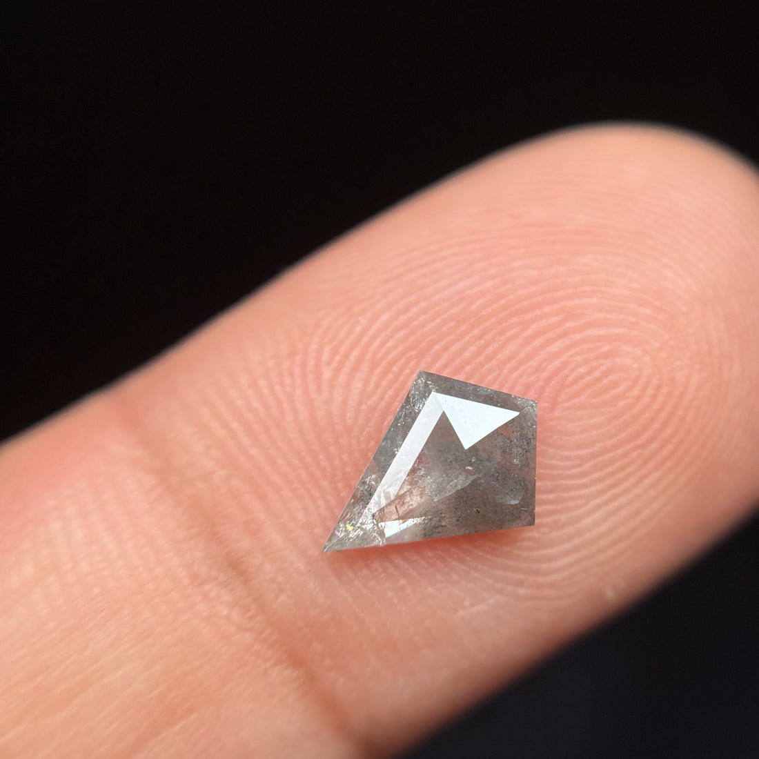 0.67 Ct Kite Rose Cut Grey Salt and Pepper Natural Minimalist Diamond