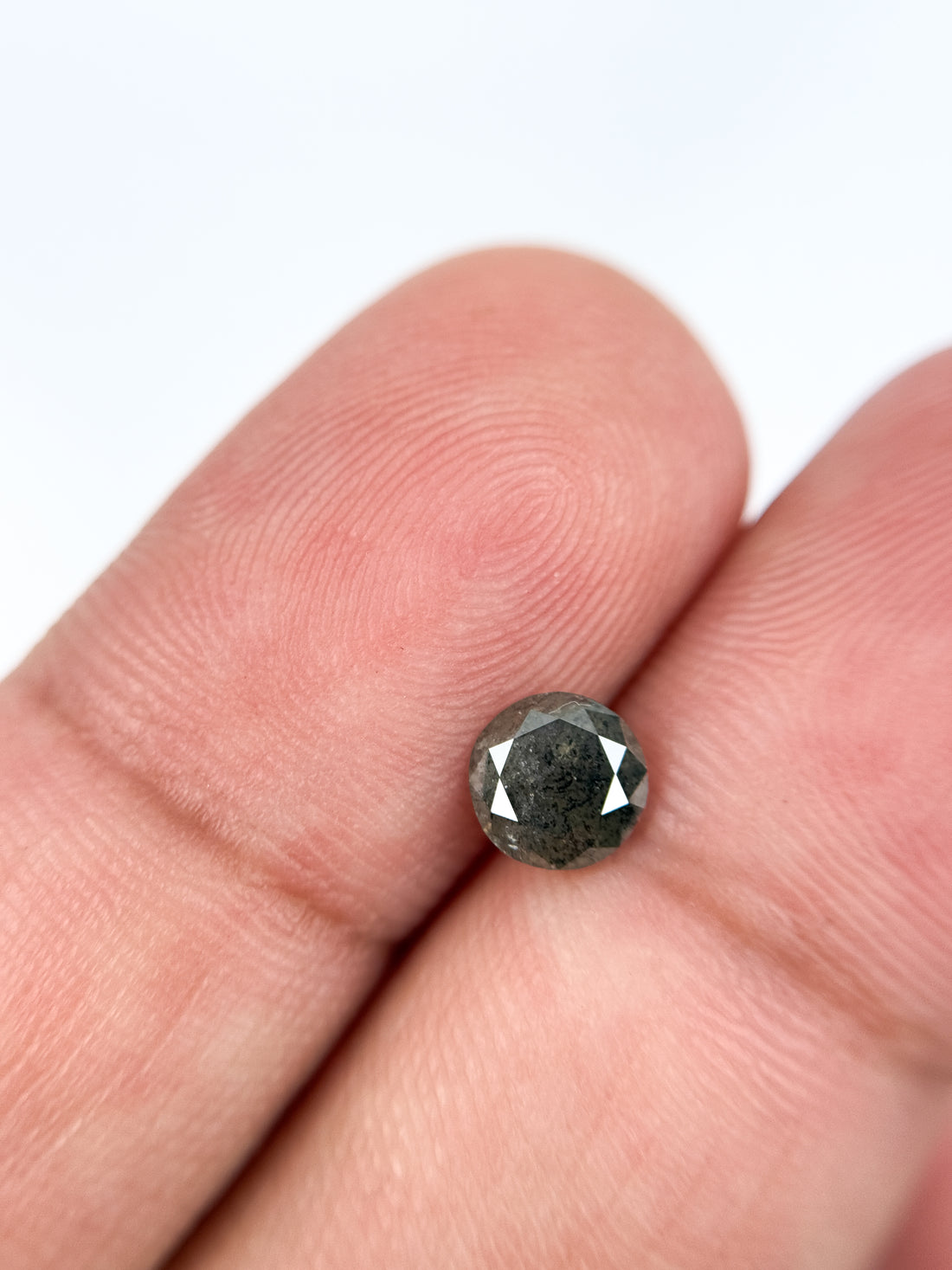 0.78 Ct Round Brilliant Cut Grey Natural Salt and Pepper Diamond