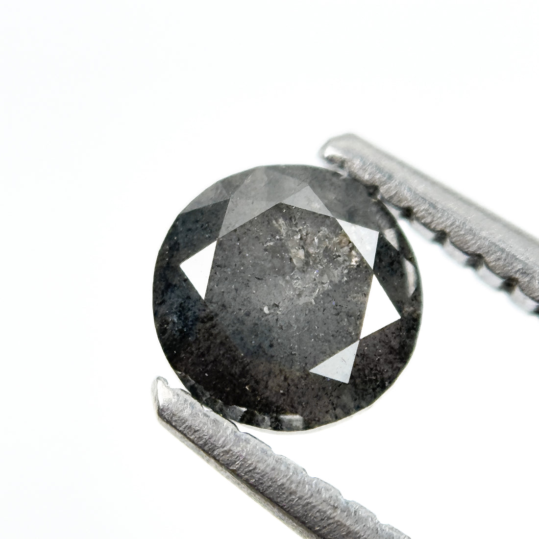 0.70 Ct Round Brilliant Cut Grey Natural Salt and Pepper Diamond