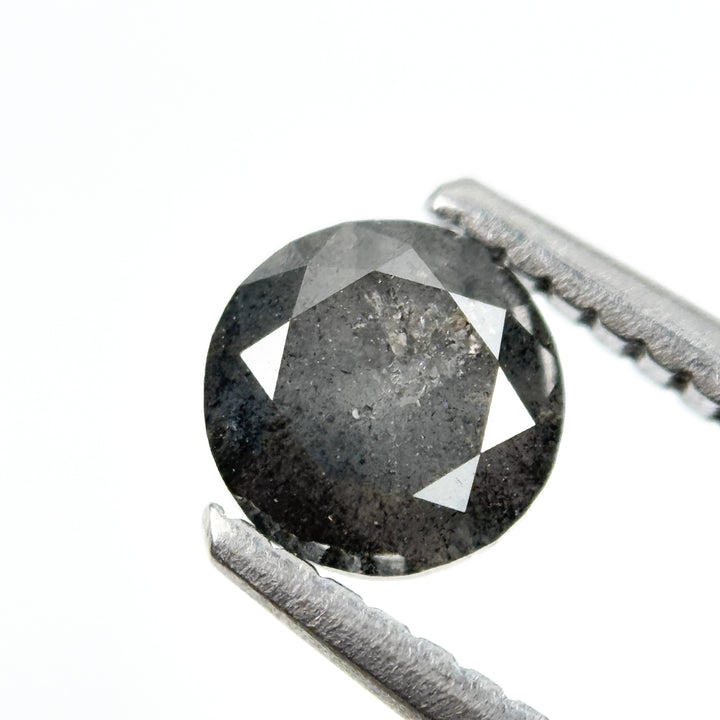 0.70 Ct Round Brilliant Cut Grey Natural Salt and Pepper Diamond