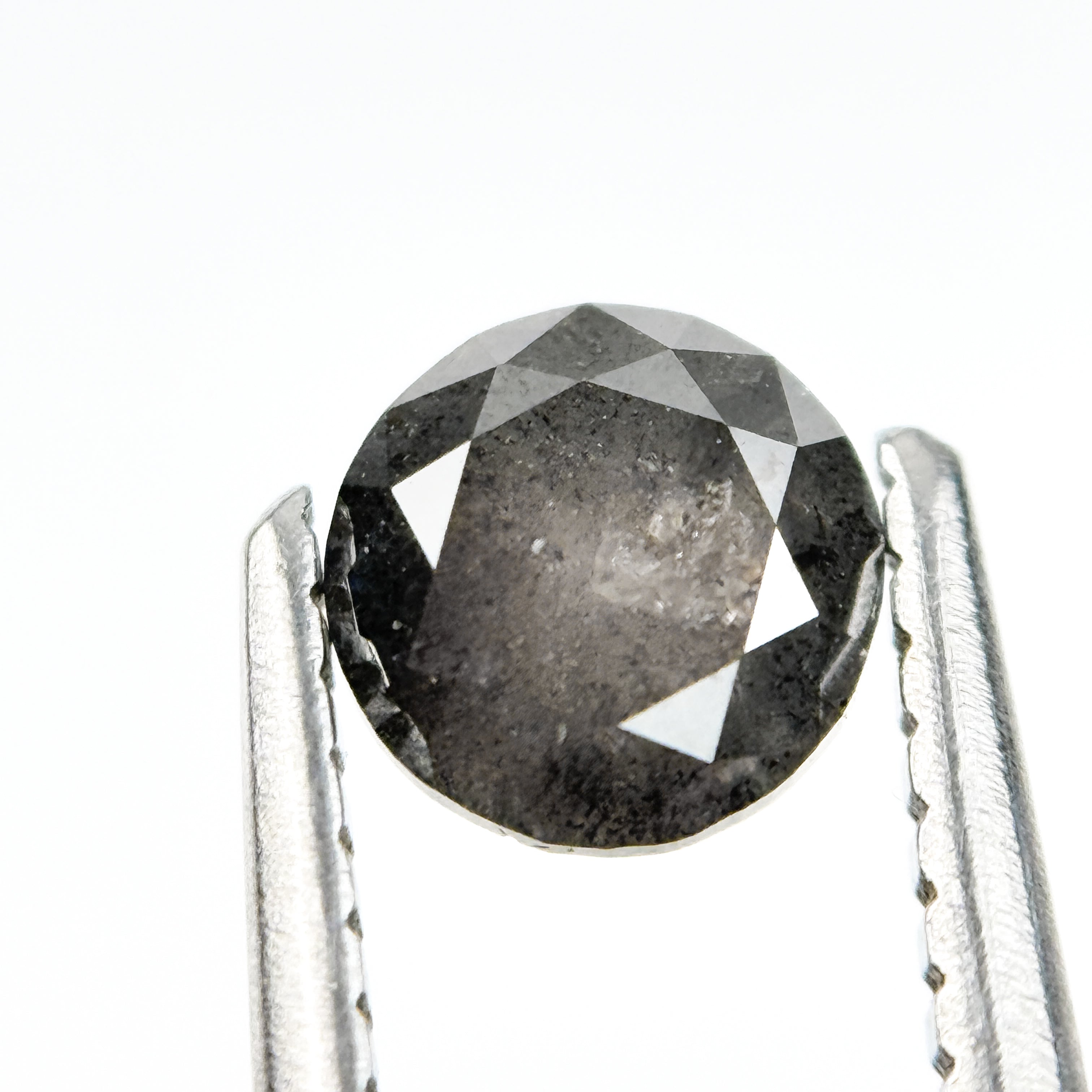 0.70 Ct Round Brilliant Cut Grey Natural Salt and Pepper Diamond