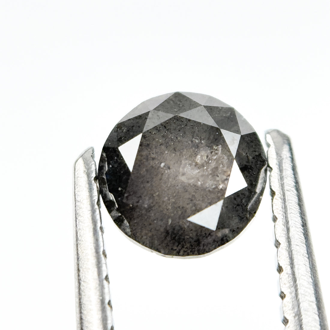 0.70 Ct Round Brilliant Cut Grey Natural Salt and Pepper Diamond