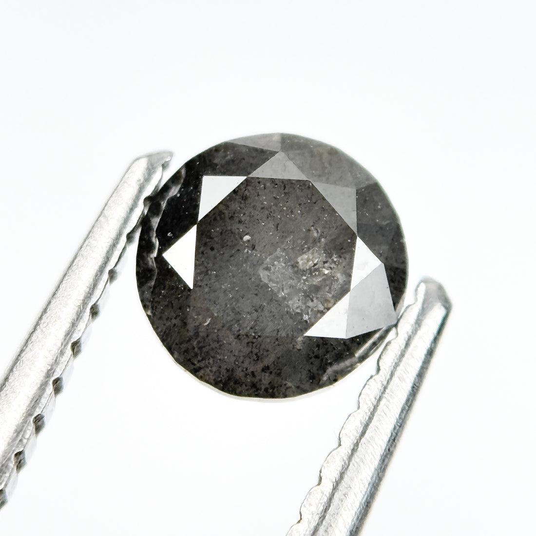 0.70 Ct Round Brilliant Cut Grey Natural Salt and Pepper Diamond