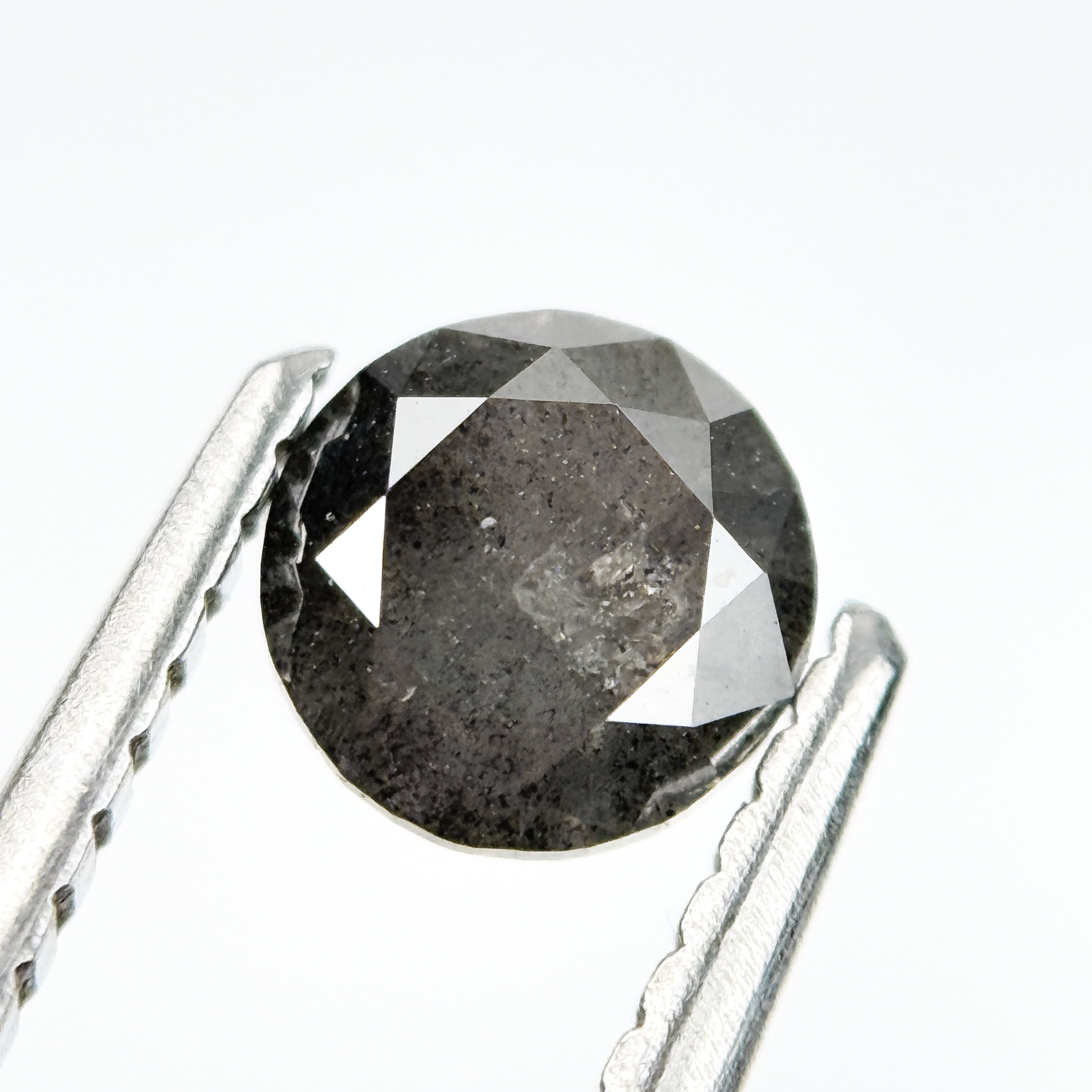 0.70 Ct Round Brilliant Cut Grey Natural Salt and Pepper Diamond