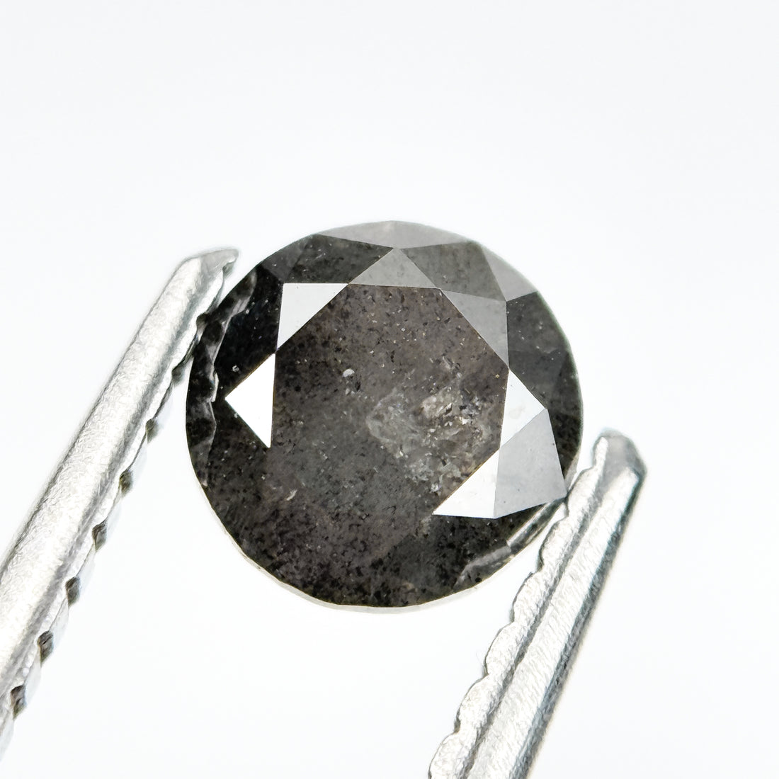 0.70 Ct Round Brilliant Cut Grey Natural Salt and Pepper Diamond