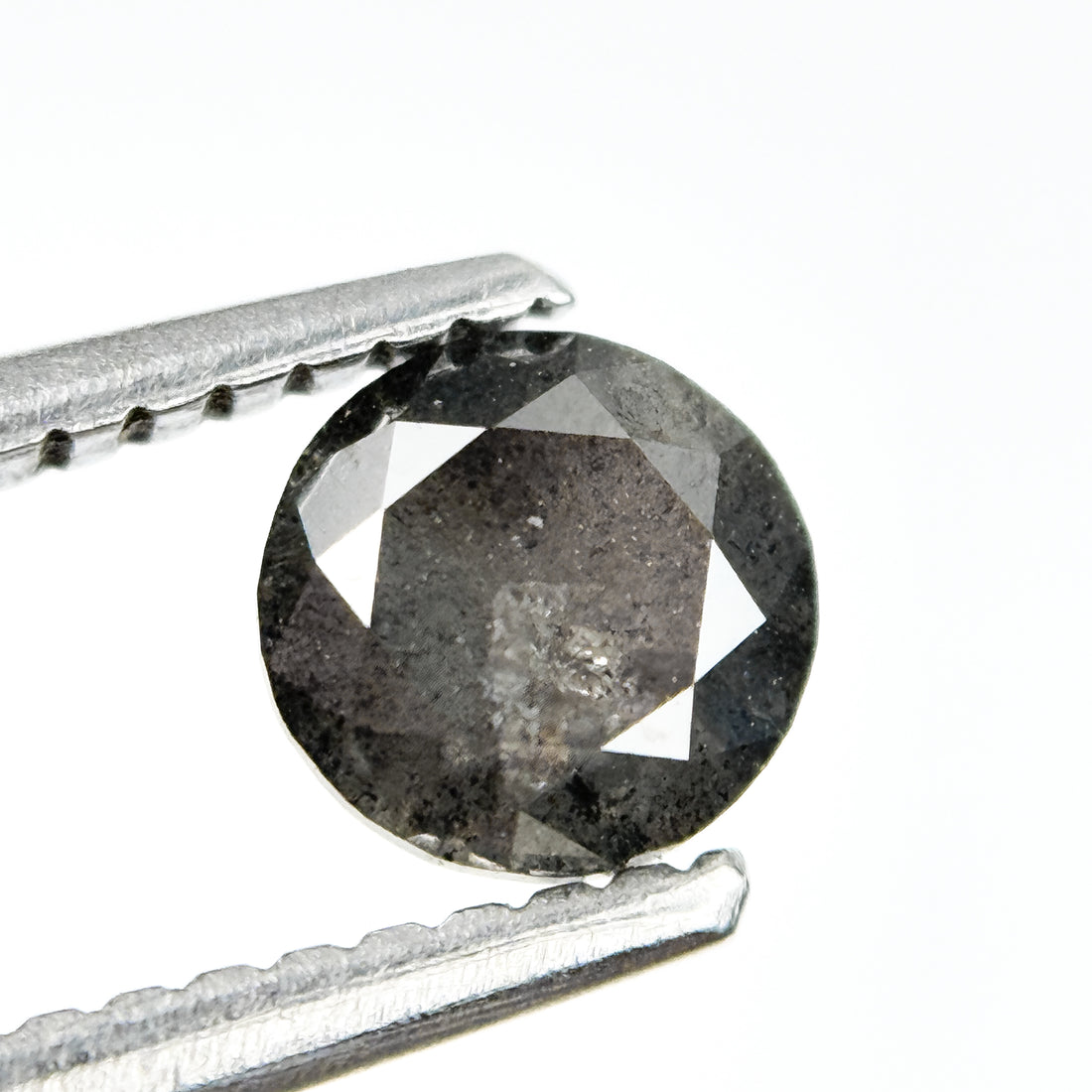 0.70 Ct Round Brilliant Cut Grey Natural Salt and Pepper Diamond
