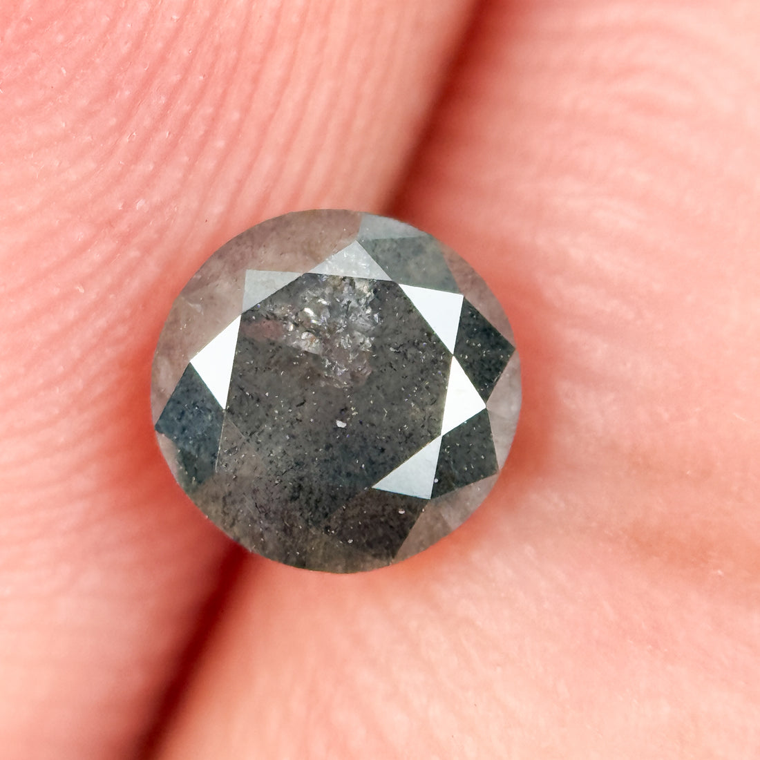 0.70 Ct Round Brilliant Cut Grey Natural Salt and Pepper Diamond