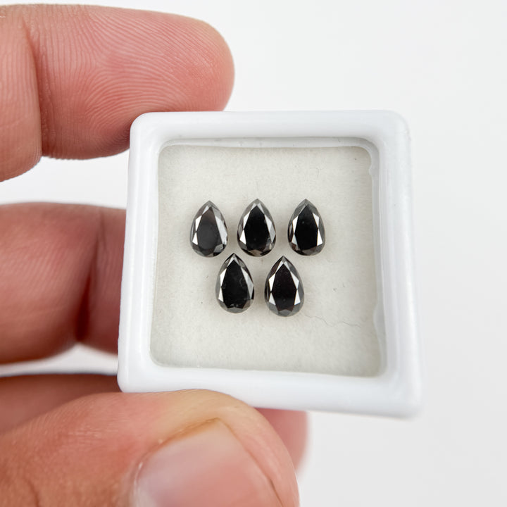 6 X 4 MM Pear Brilliant Cut Black Natural Fancy Diamond