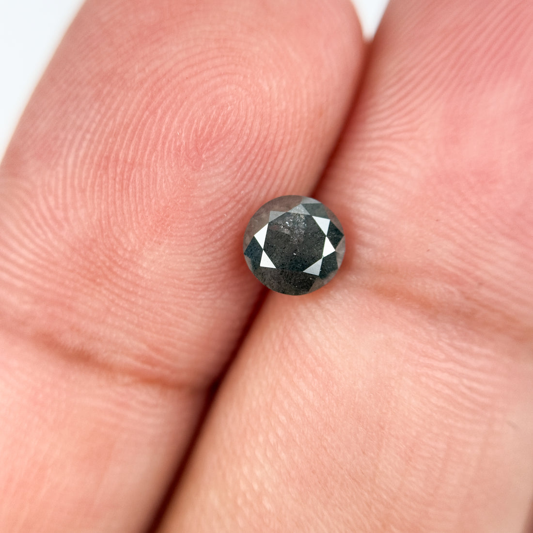 0.70 Ct Round Brilliant Cut Grey Natural Salt and Pepper Diamond