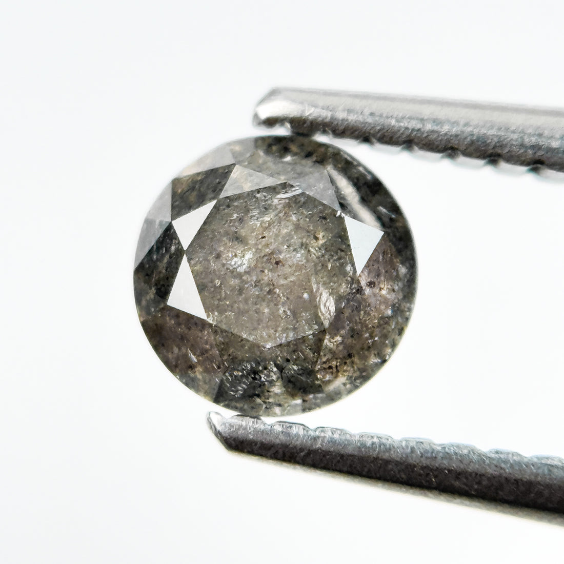 0.73 Ct Round Brilliant Cut Grey Natural Salt and Pepper Diamond