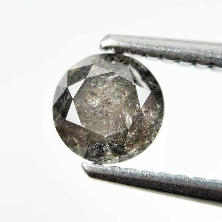 0.73 Ct Round Brilliant Cut Grey Natural Salt and Pepper Diamond