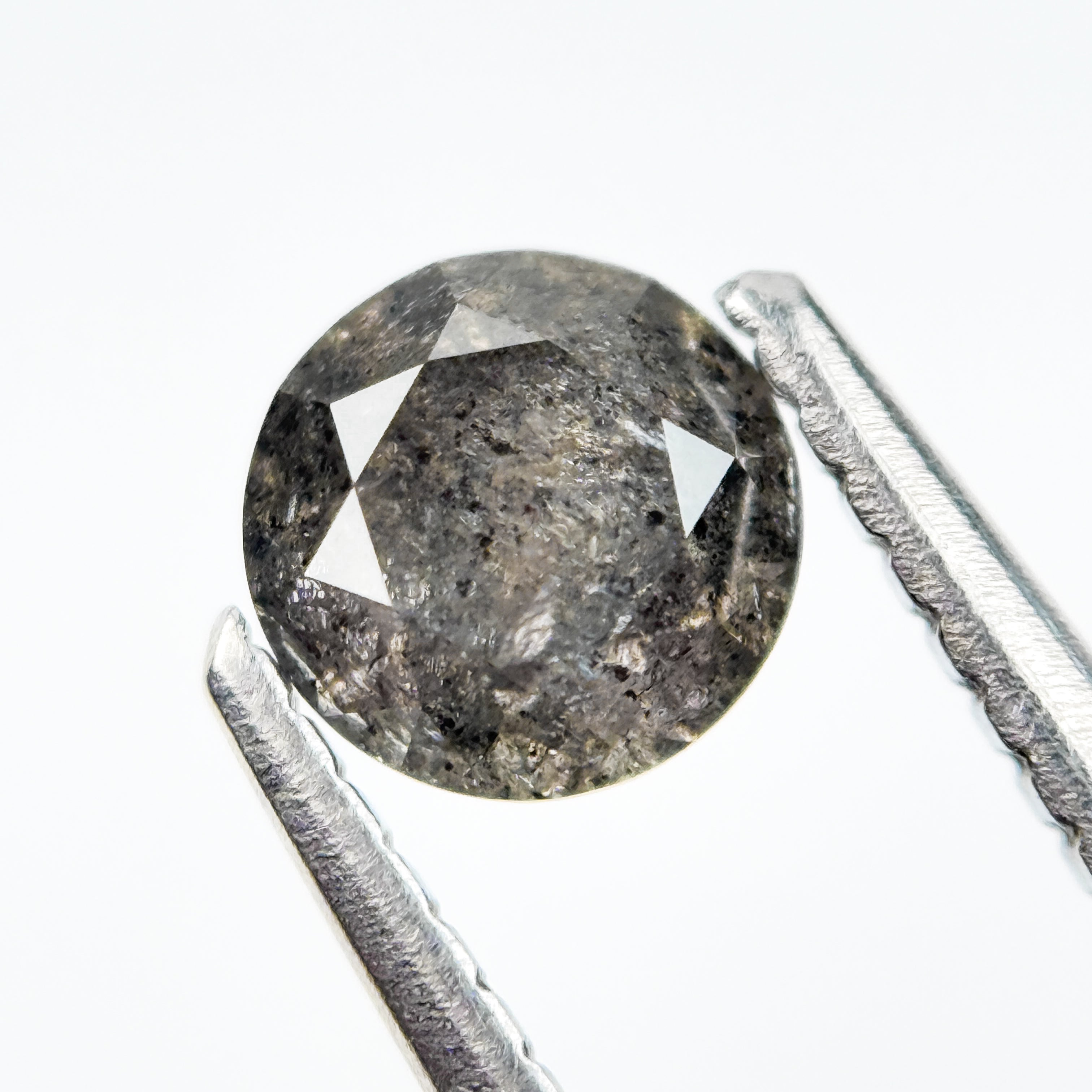 0.73 Ct Round Brilliant Cut Grey Natural Salt and Pepper Diamond
