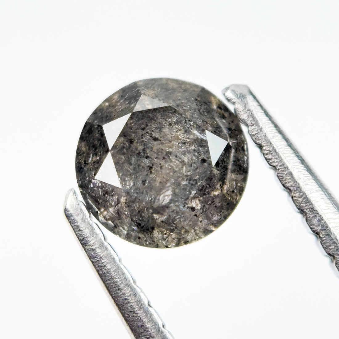 0.73 Ct Round Brilliant Cut Grey Natural Salt and Pepper Diamond