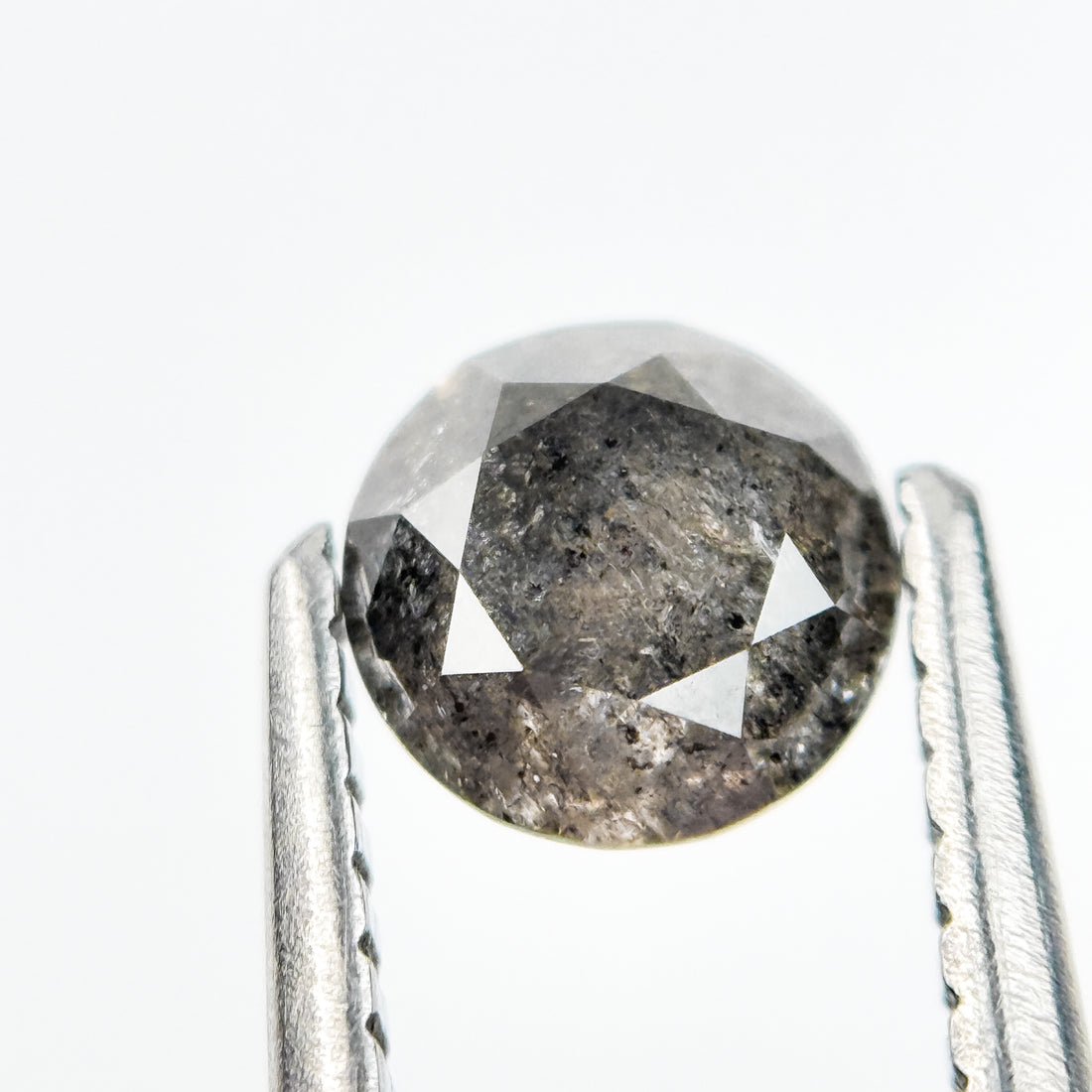 0.73 Ct Round Brilliant Cut Grey Natural Salt and Pepper Diamond