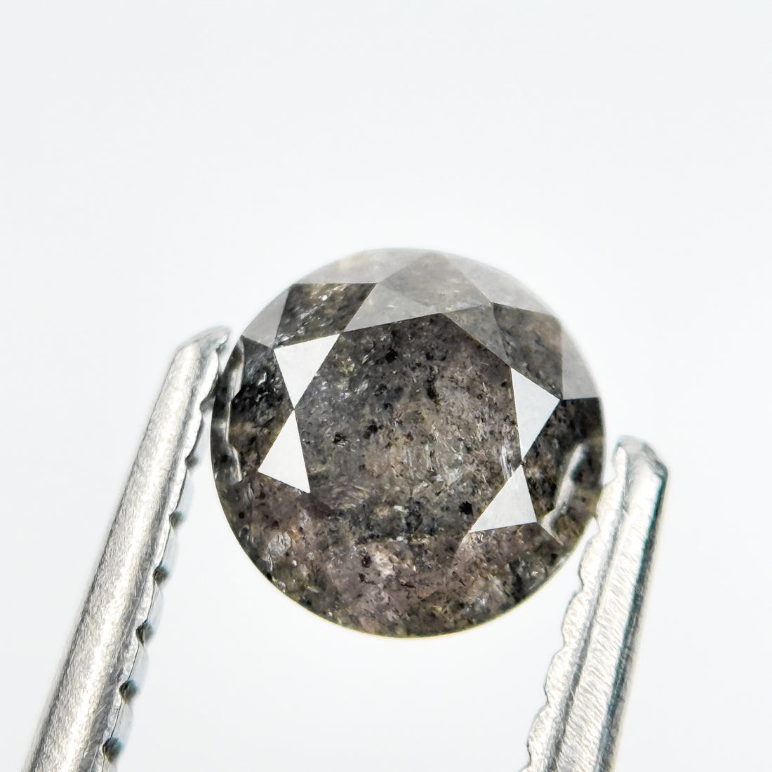 0.73 Ct Round Brilliant Cut Grey Natural Salt and Pepper Diamond