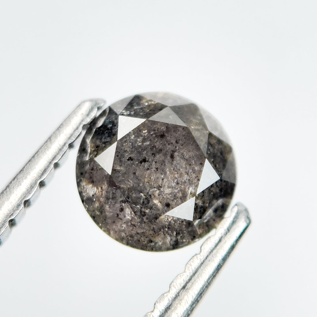 0.73 Ct Round Brilliant Cut Grey Natural Salt and Pepper Diamond
