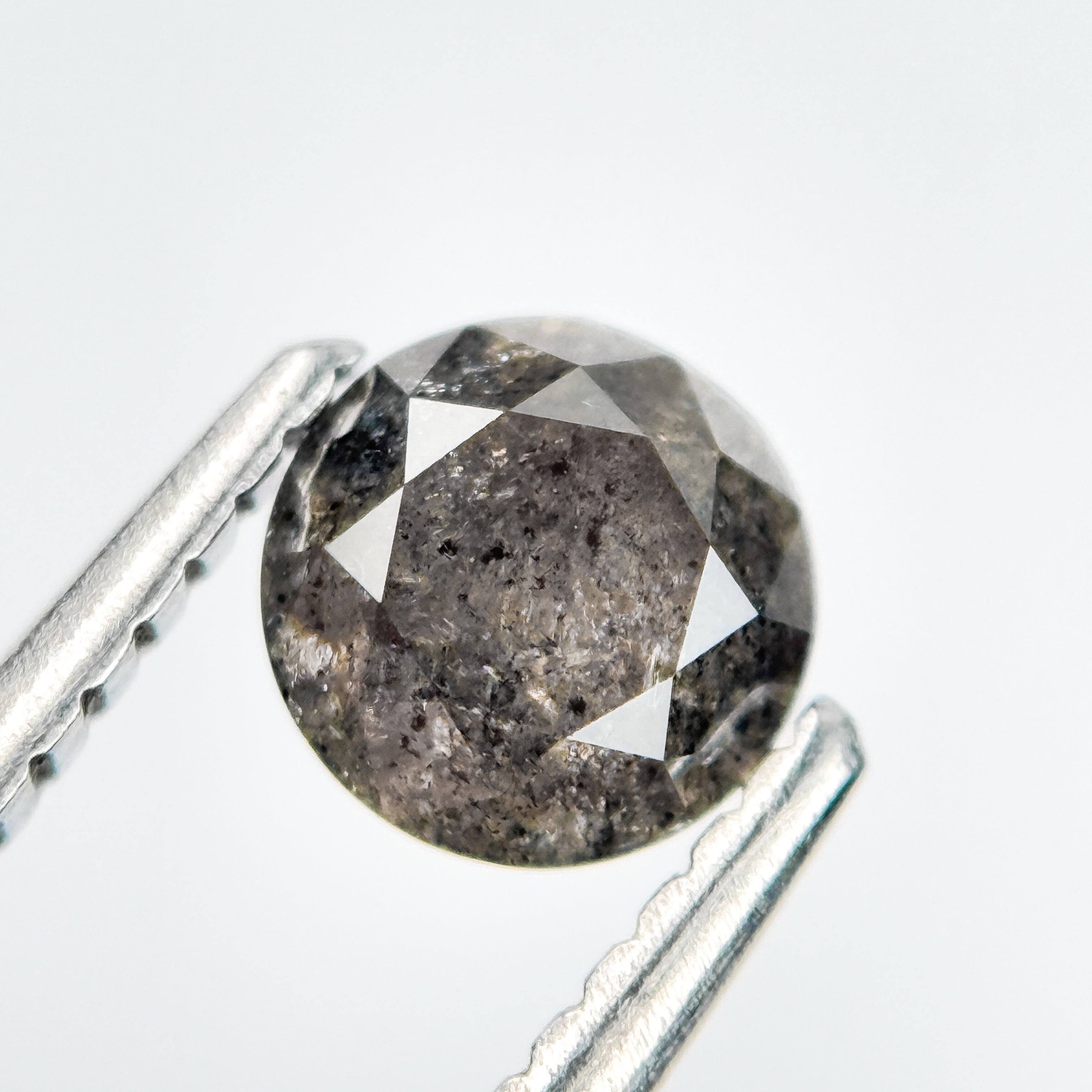 0.73 Ct Round Brilliant Cut Grey Natural Salt and Pepper Diamond