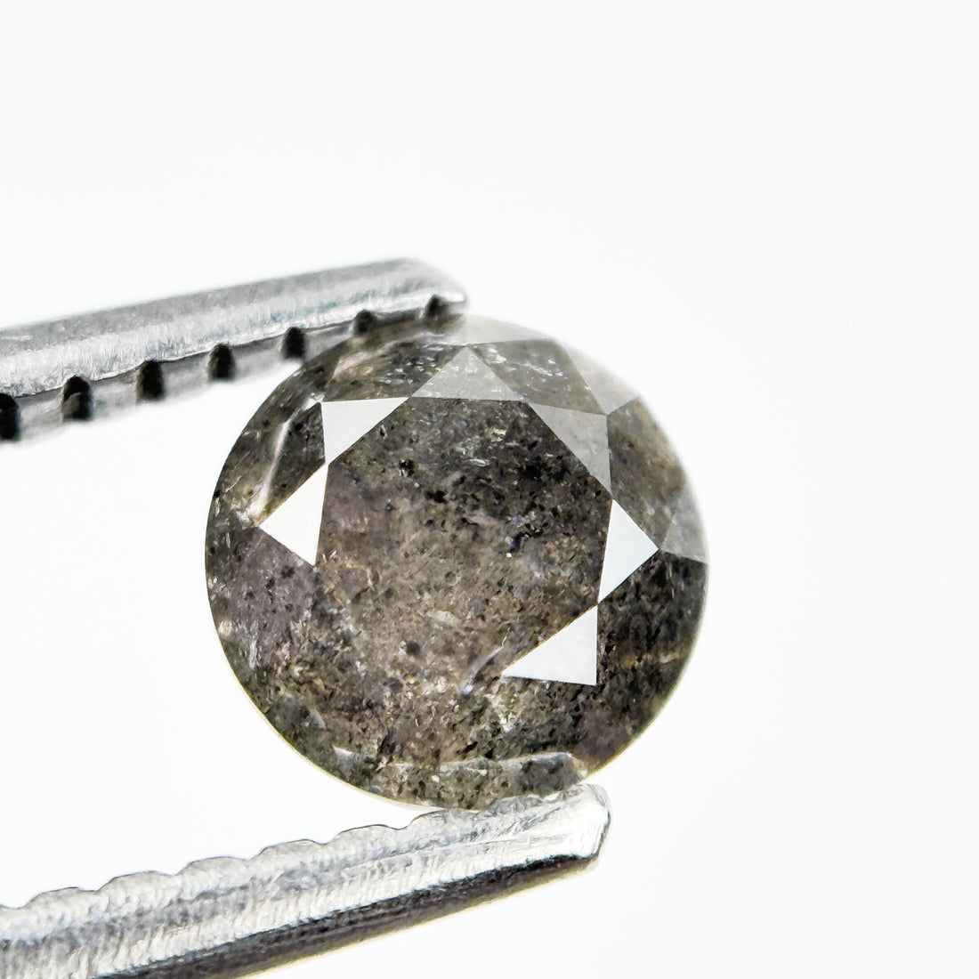 0.73 Ct Round Brilliant Cut Grey Natural Salt and Pepper Diamond
