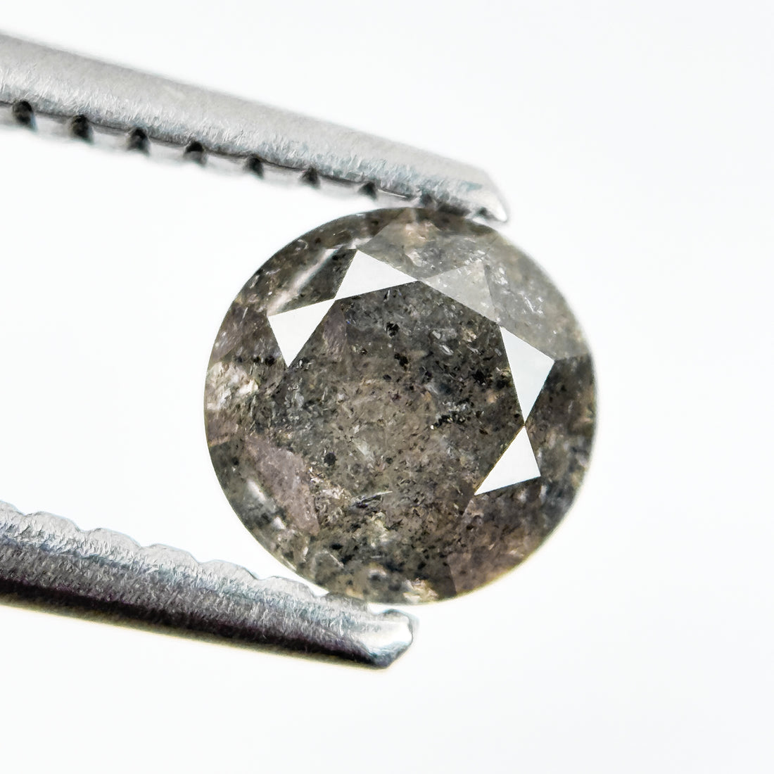 0.73 Ct Round Brilliant Cut Grey Natural Salt and Pepper Diamond