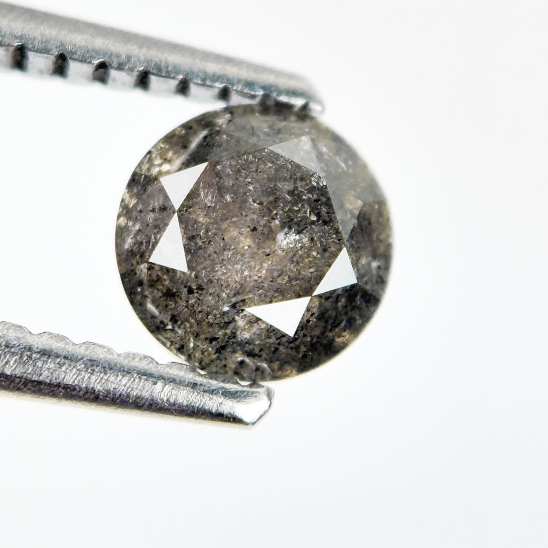 0.73 Ct Round Brilliant Cut Grey Natural Salt and Pepper Diamond