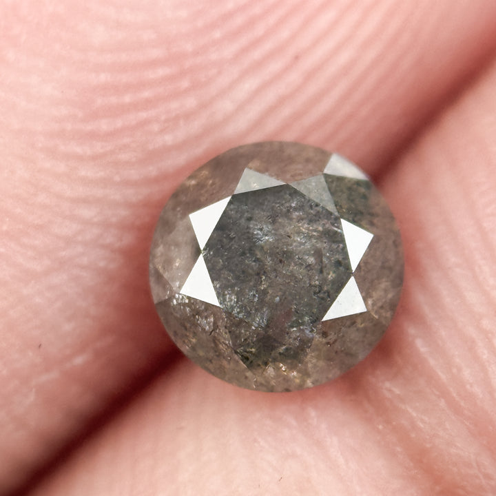 0.73 Ct Round Brilliant Cut Grey Natural Salt and Pepper Diamond