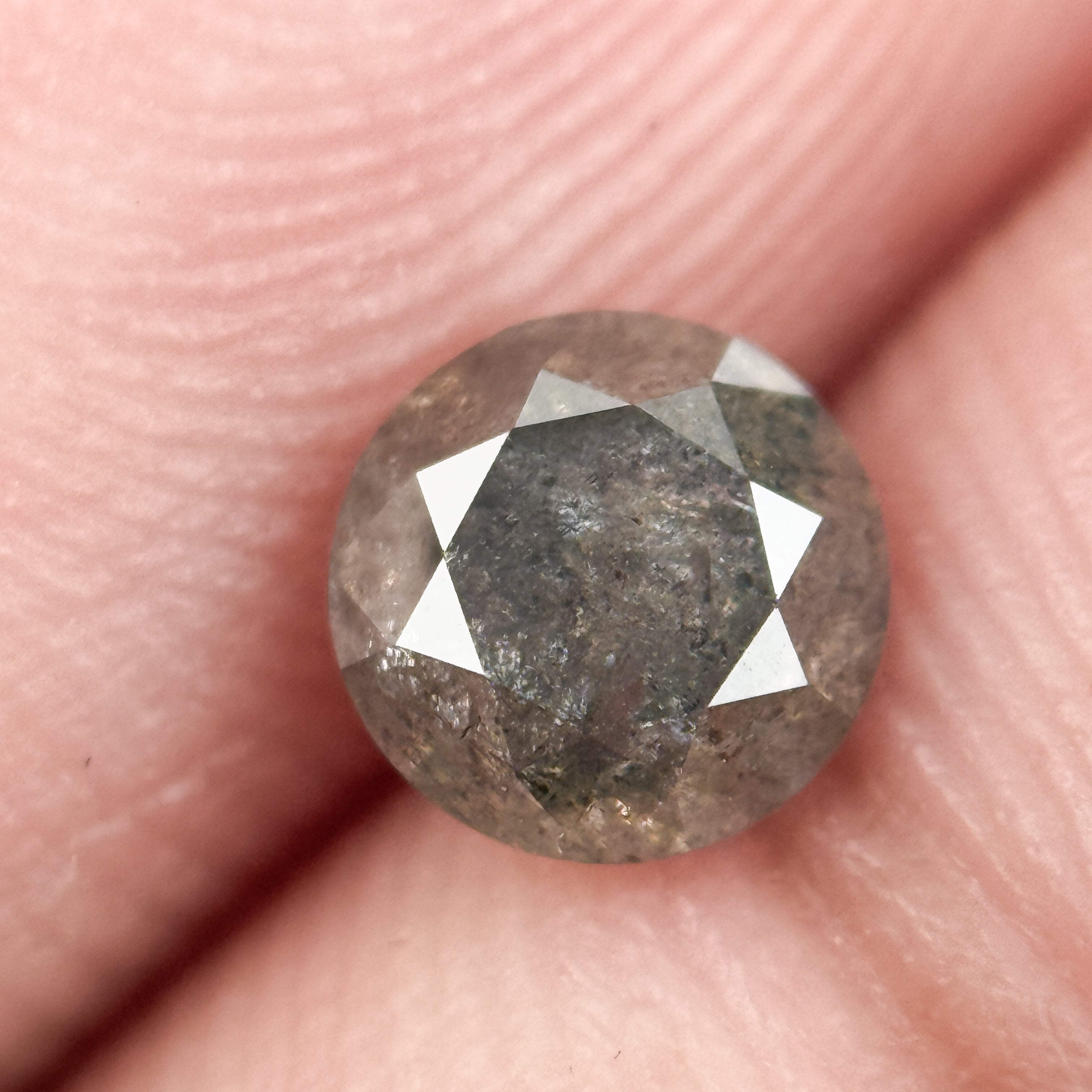 0.73 Ct Round Brilliant Cut Grey Natural Salt and Pepper Diamond