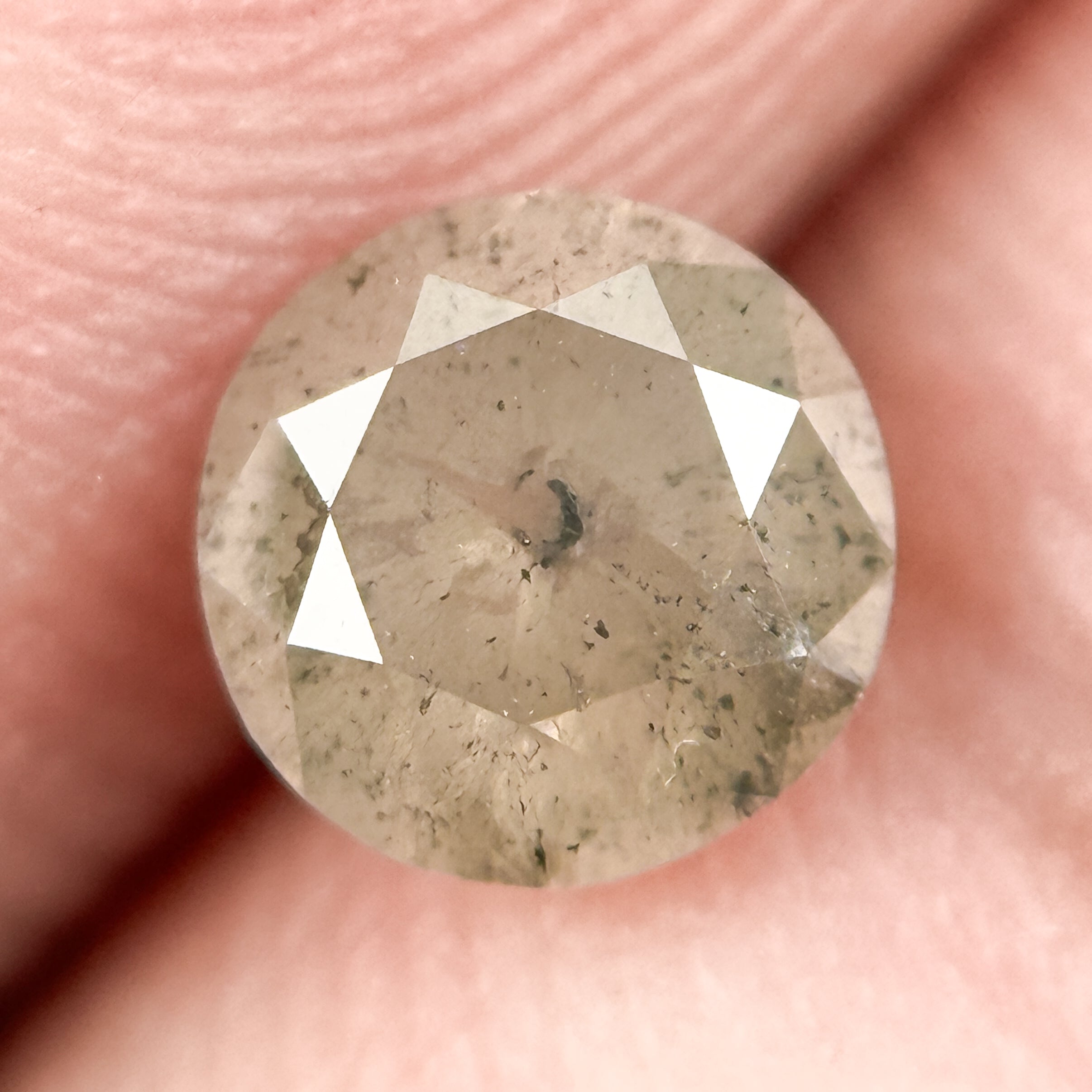 0.73 Ct Round Brilliant Cut Grey Natural Salt and Pepper Diamond