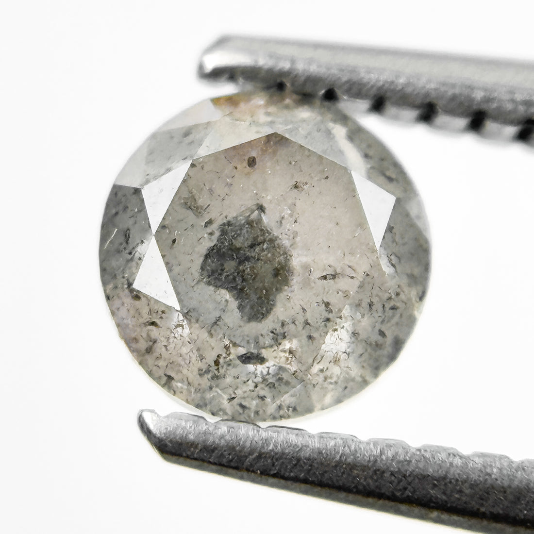 0.80 Ct Round Brilliant Cut Grey Natural Salt and Pepper Diamond
