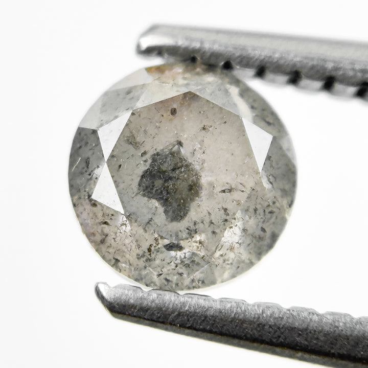 0.80 Ct Round Brilliant Cut Grey Natural Salt and Pepper Diamond