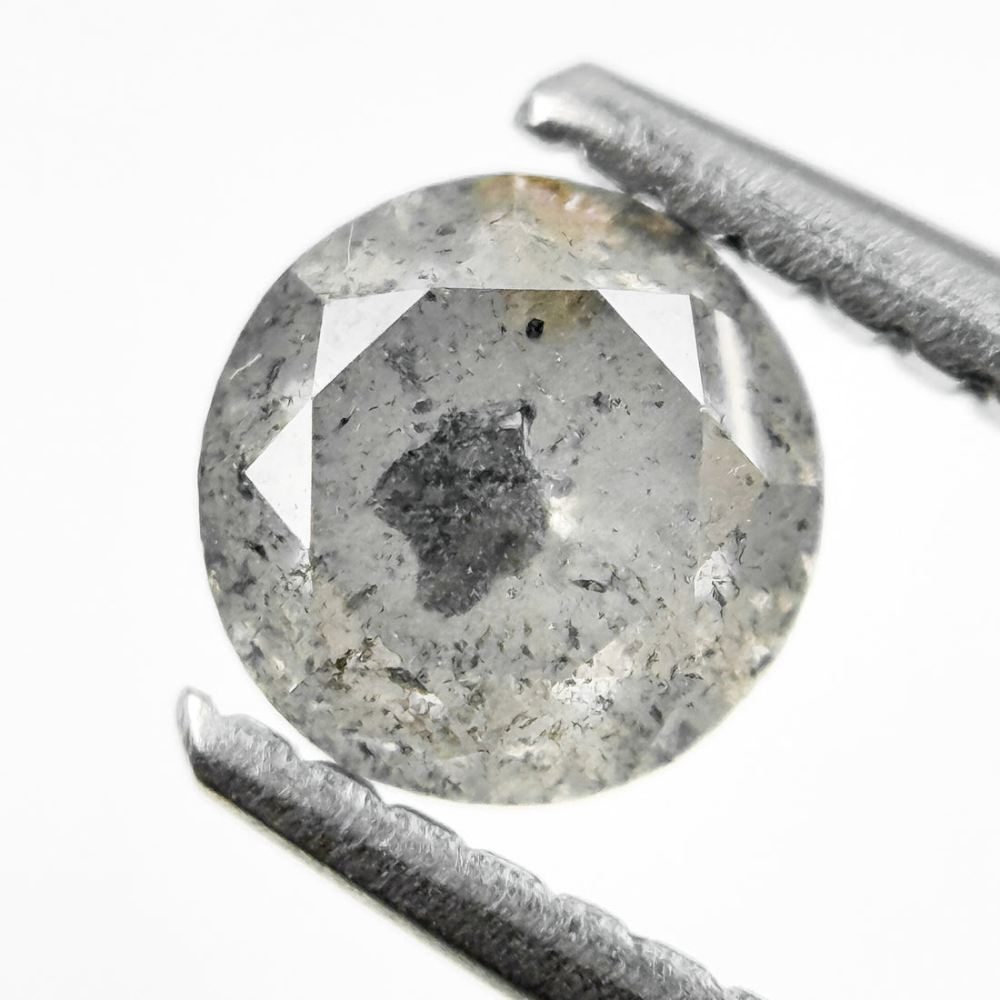 0.80 Ct Round Brilliant Cut Grey Natural Salt and Pepper Diamond
