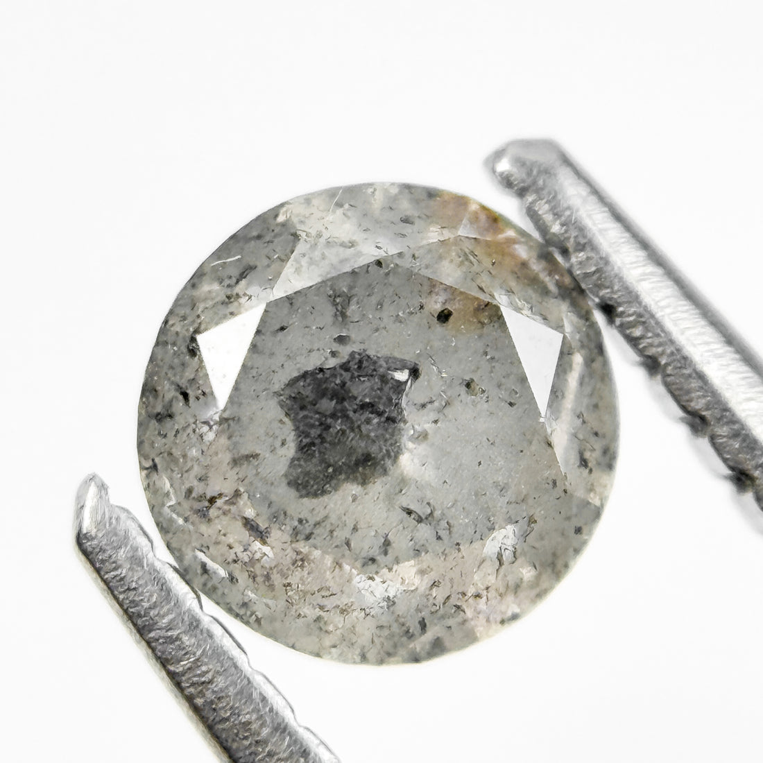 0.80 Ct Round Brilliant Cut Grey Natural Salt and Pepper Diamond