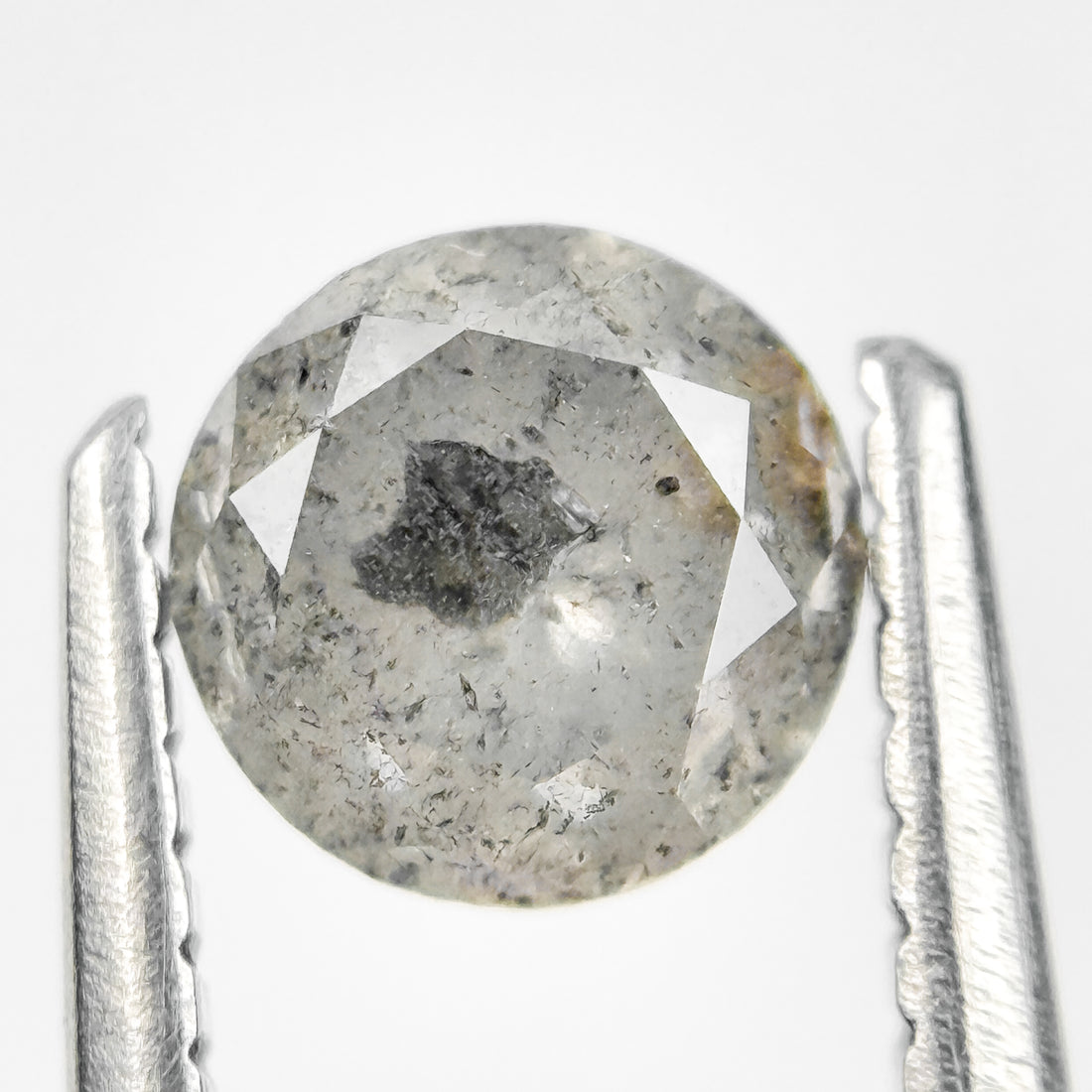 0.80 Ct Round Brilliant Cut Grey Natural Salt and Pepper Diamond