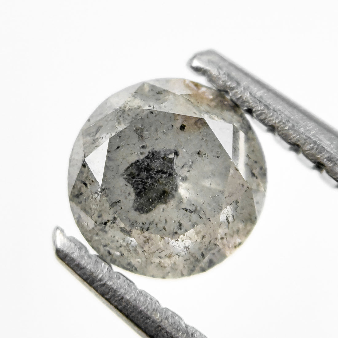 0.80 Ct Round Brilliant Cut Grey Natural Salt and Pepper Diamond