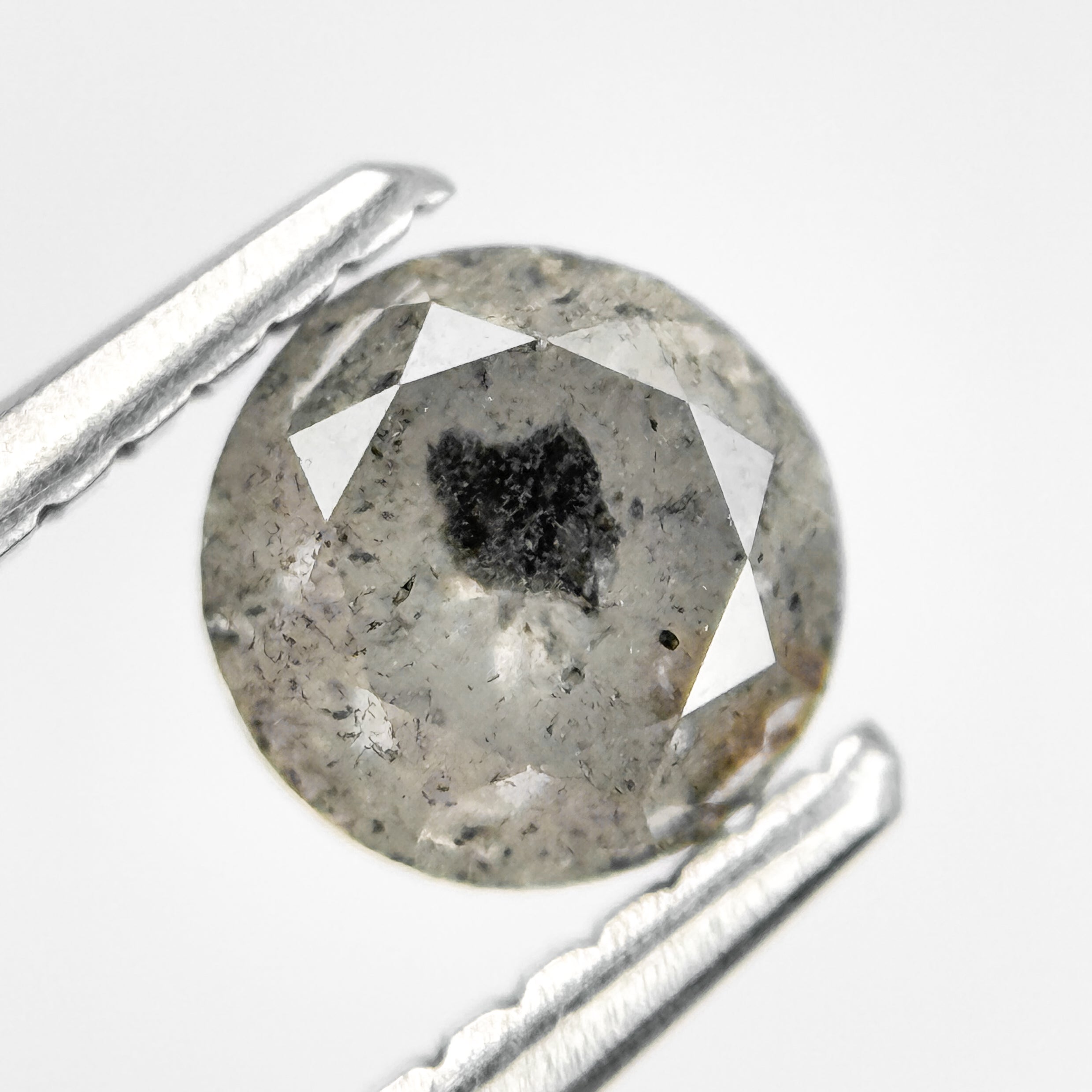 0.80 Ct Round Brilliant Cut Grey Natural Salt and Pepper Diamond