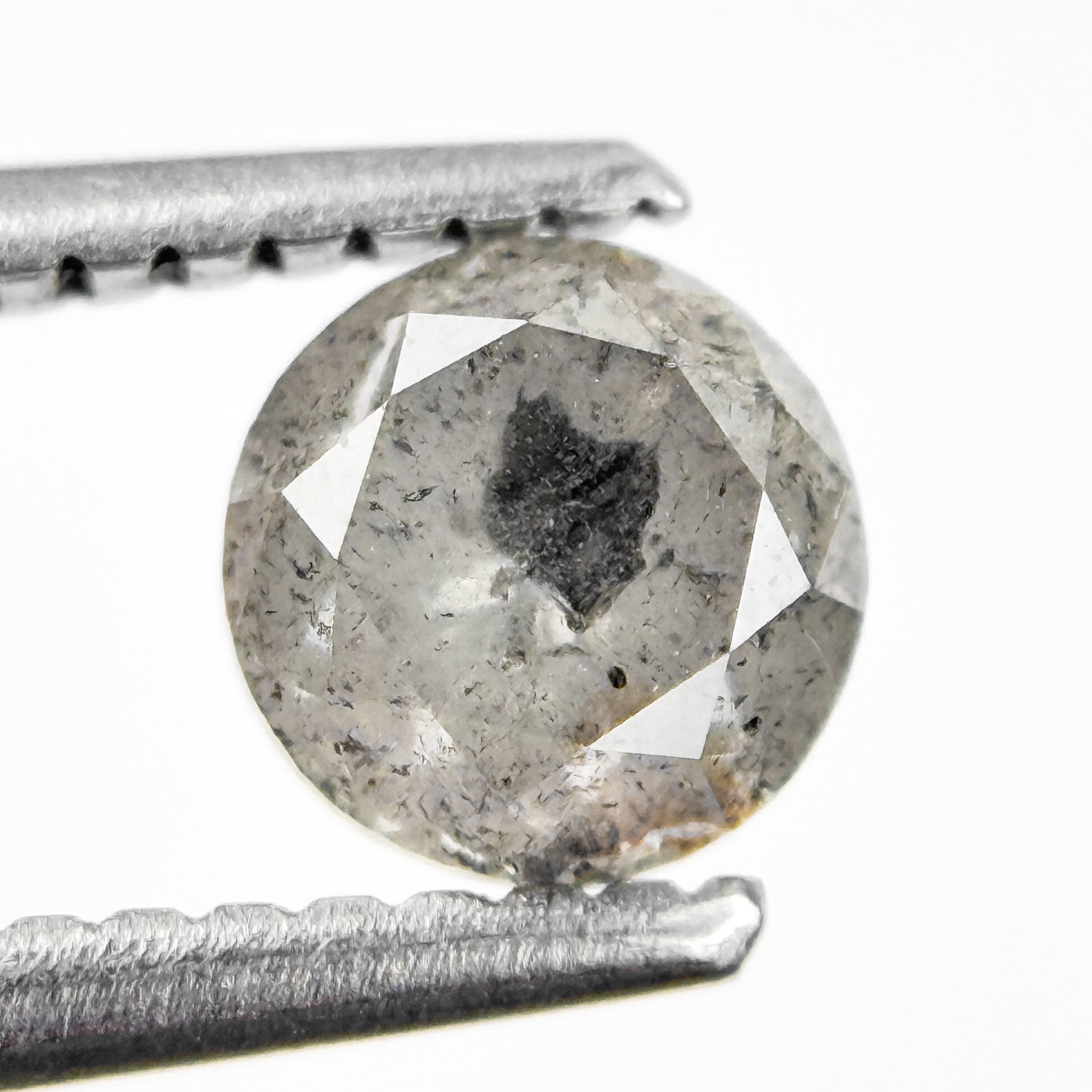 0.80 Ct Round Brilliant Cut Grey Natural Salt and Pepper Diamond