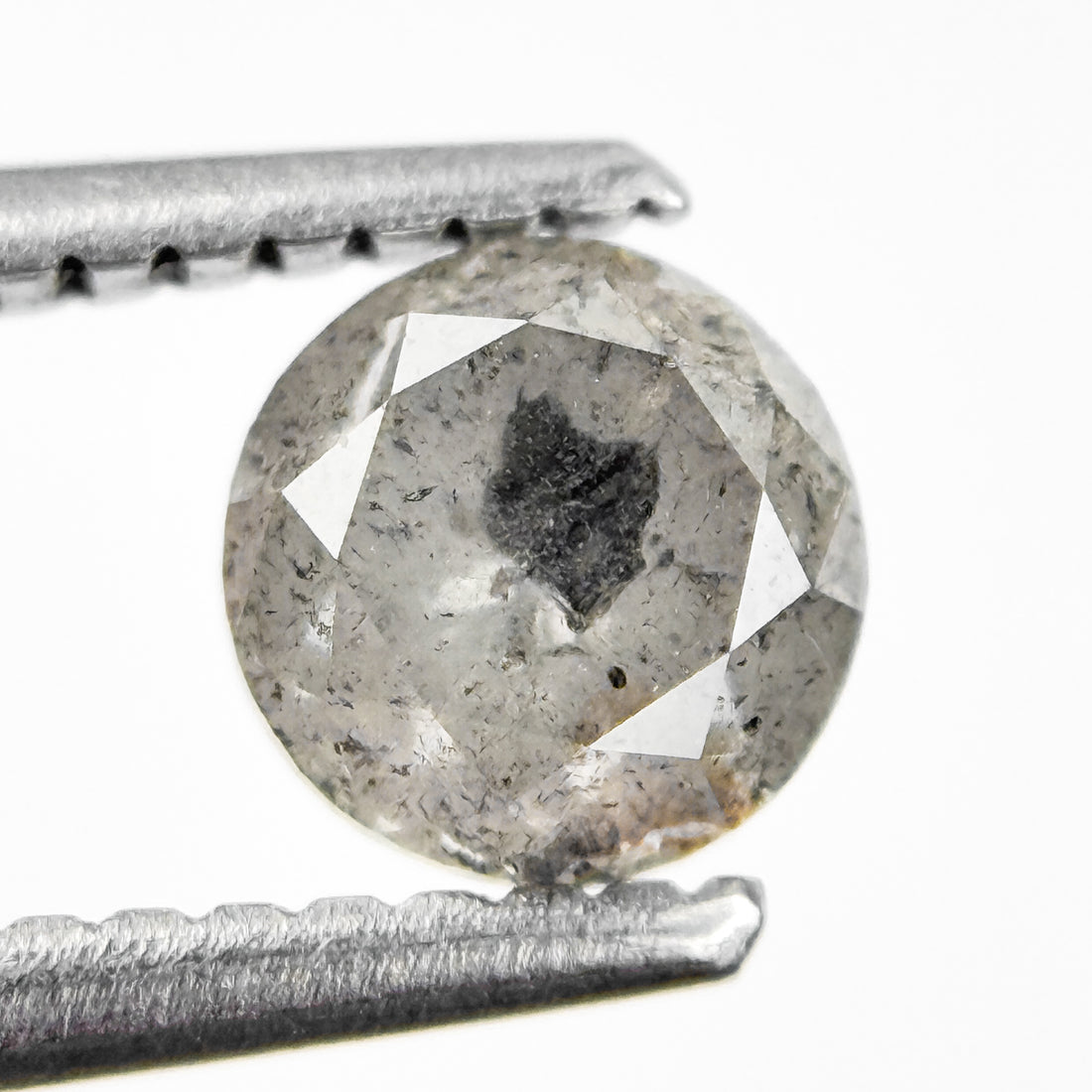 0.80 Ct Round Brilliant Cut Grey Natural Salt and Pepper Diamond