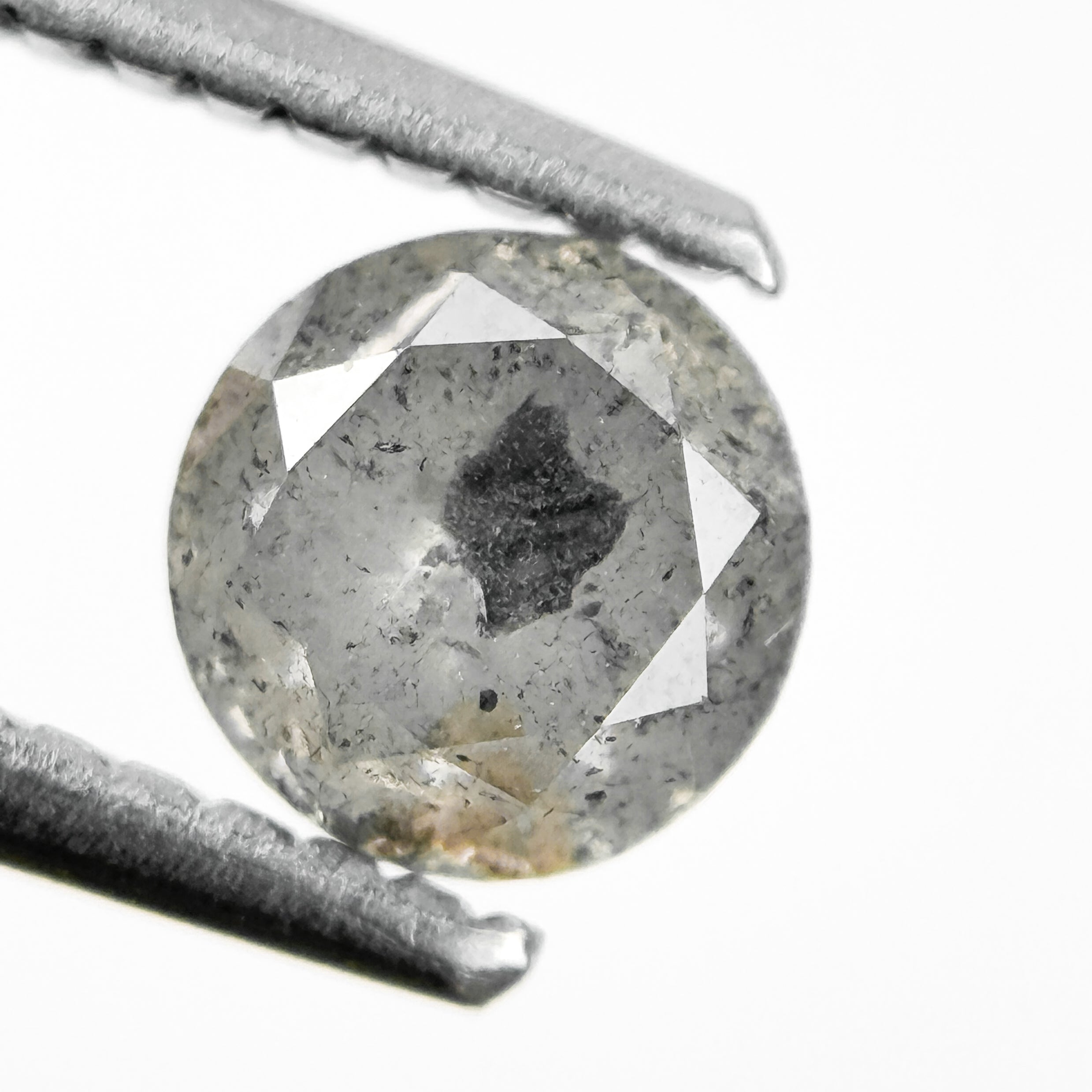 0.80 Ct Round Brilliant Cut Grey Natural Salt and Pepper Diamond